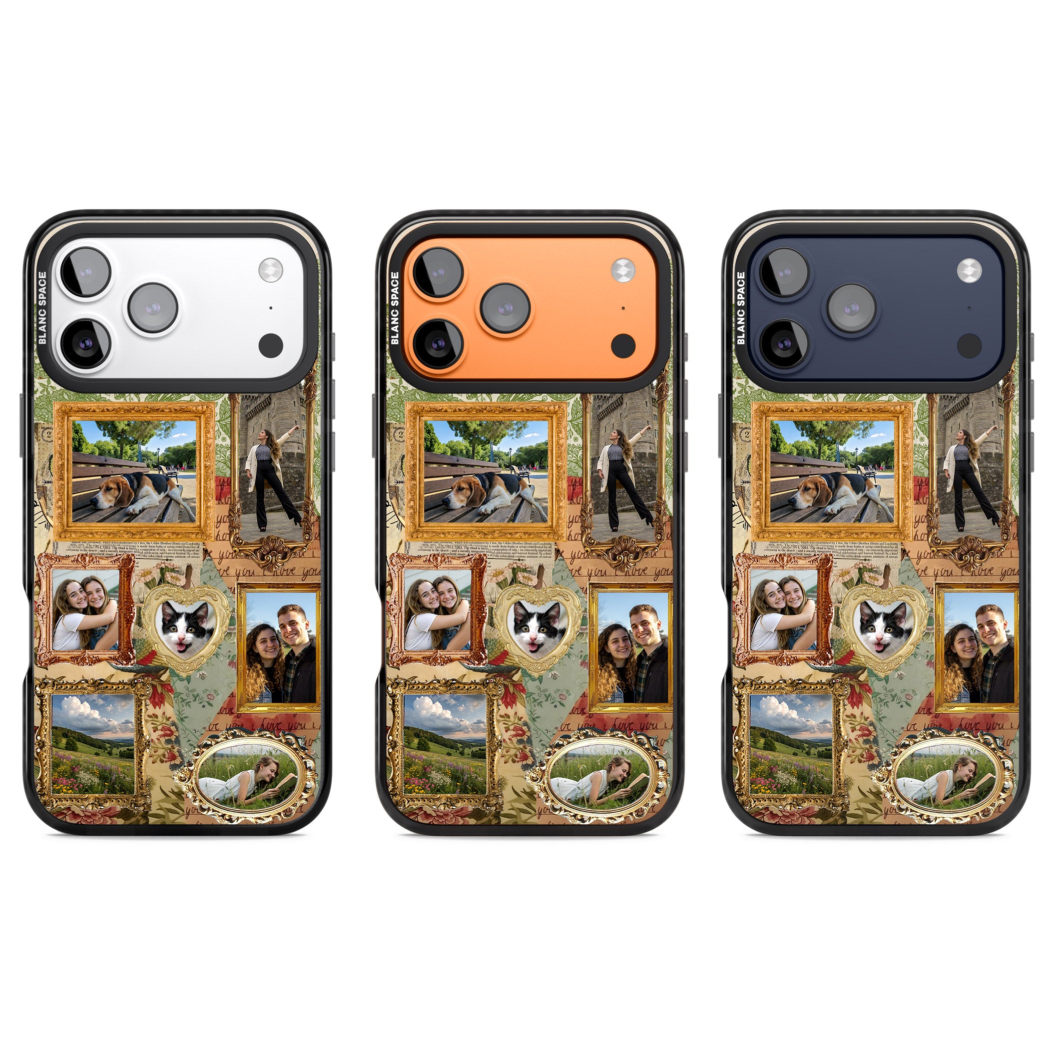 Personalised Vintage Frame Collage iPhone 17 Pro Impact Black Phone Case APT Impact Protection