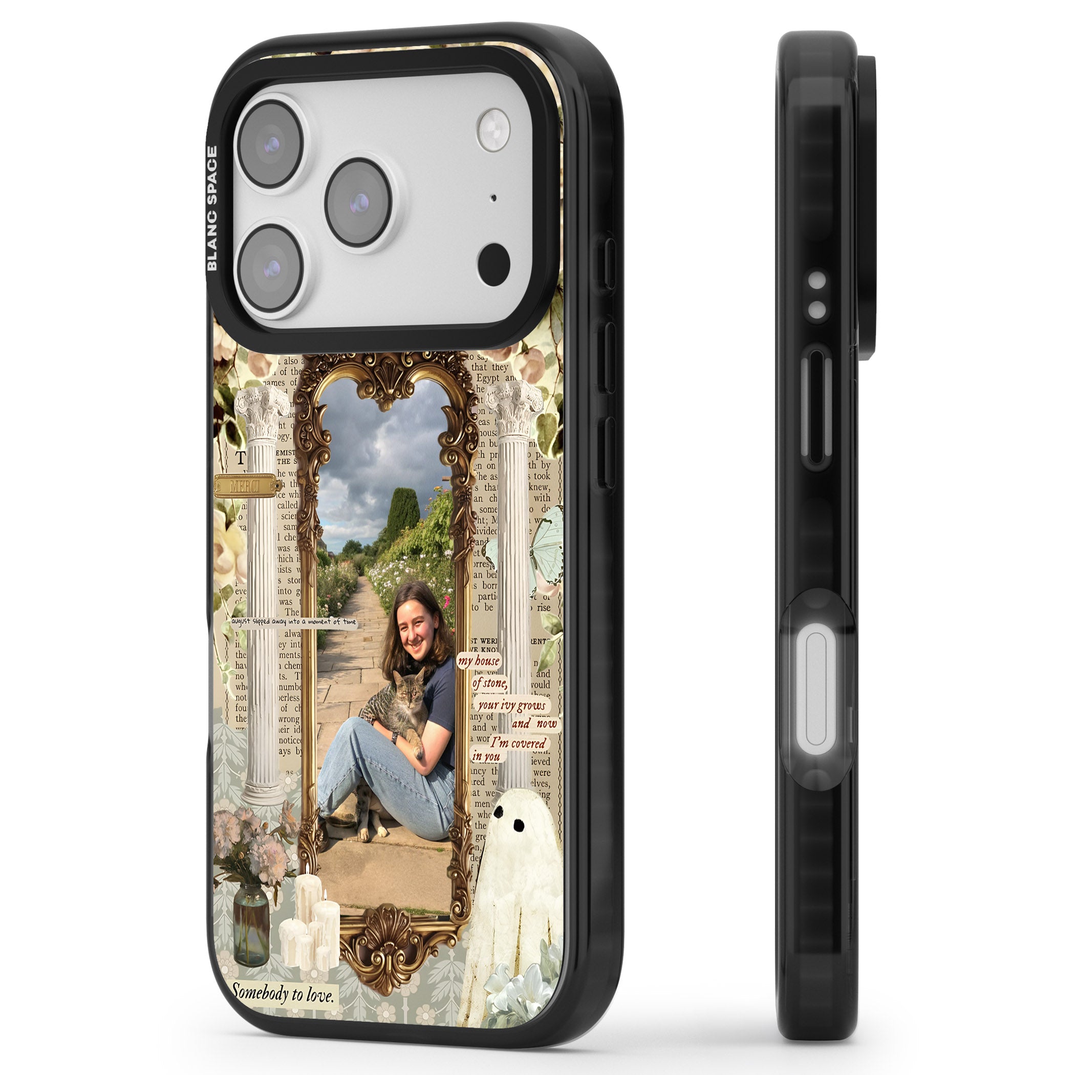 Personalised Soft Vintage Frame iPhone 17 Pro Max Impact Black Phone Case Side Profile