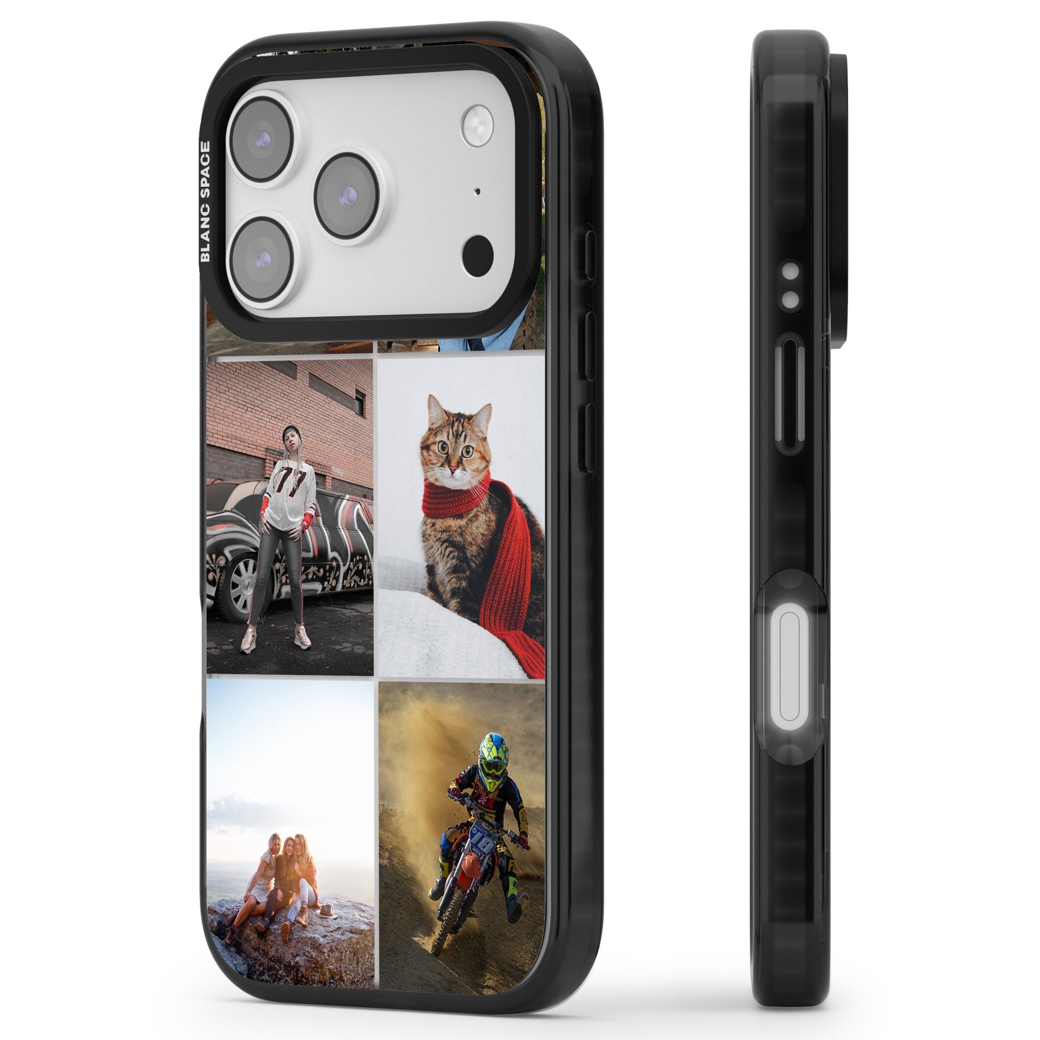 Personalised 6 Photo Grid iPhone 17 Pro Max Impact Black Phone Case Side Profile