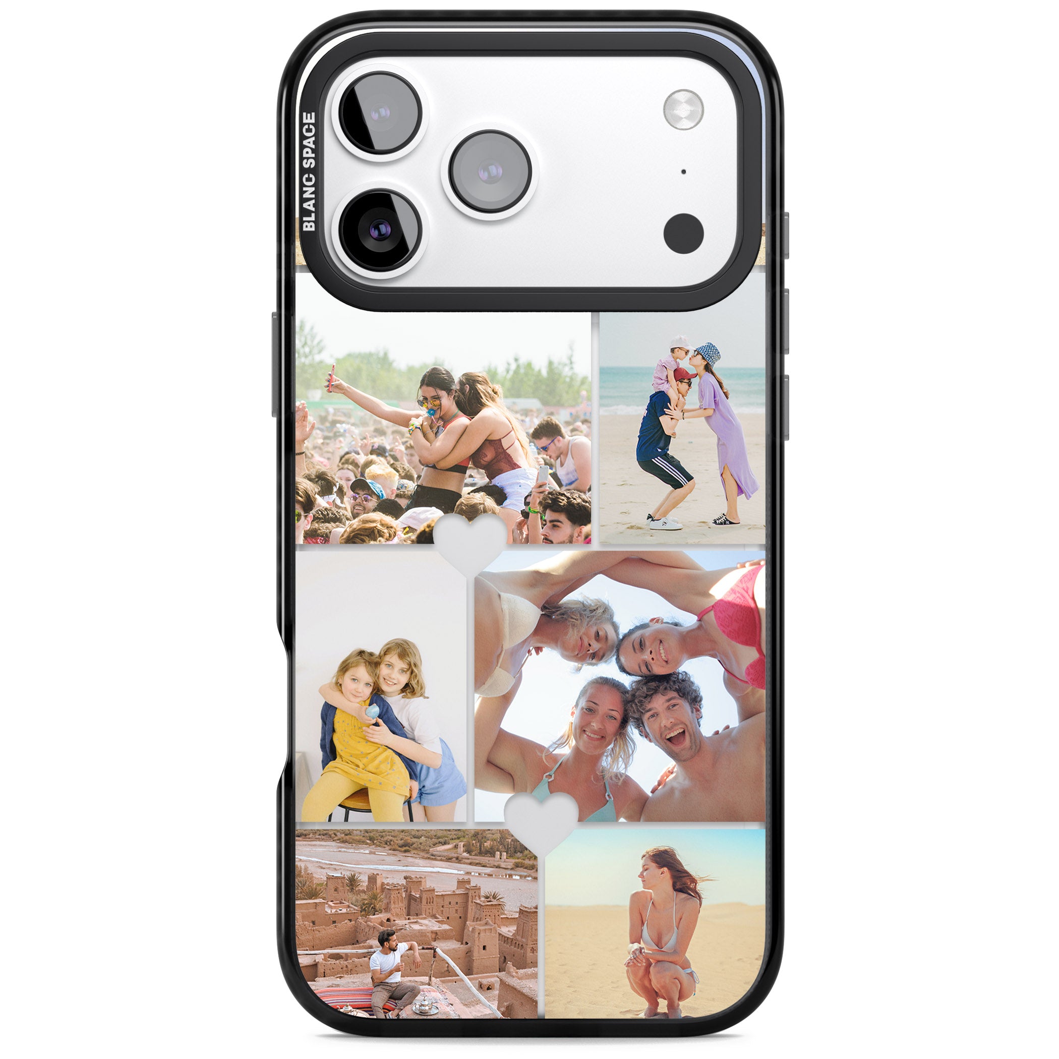 Personalised Heart Photo Grid iPhone 17 Pro Max Impact Black Phone Case