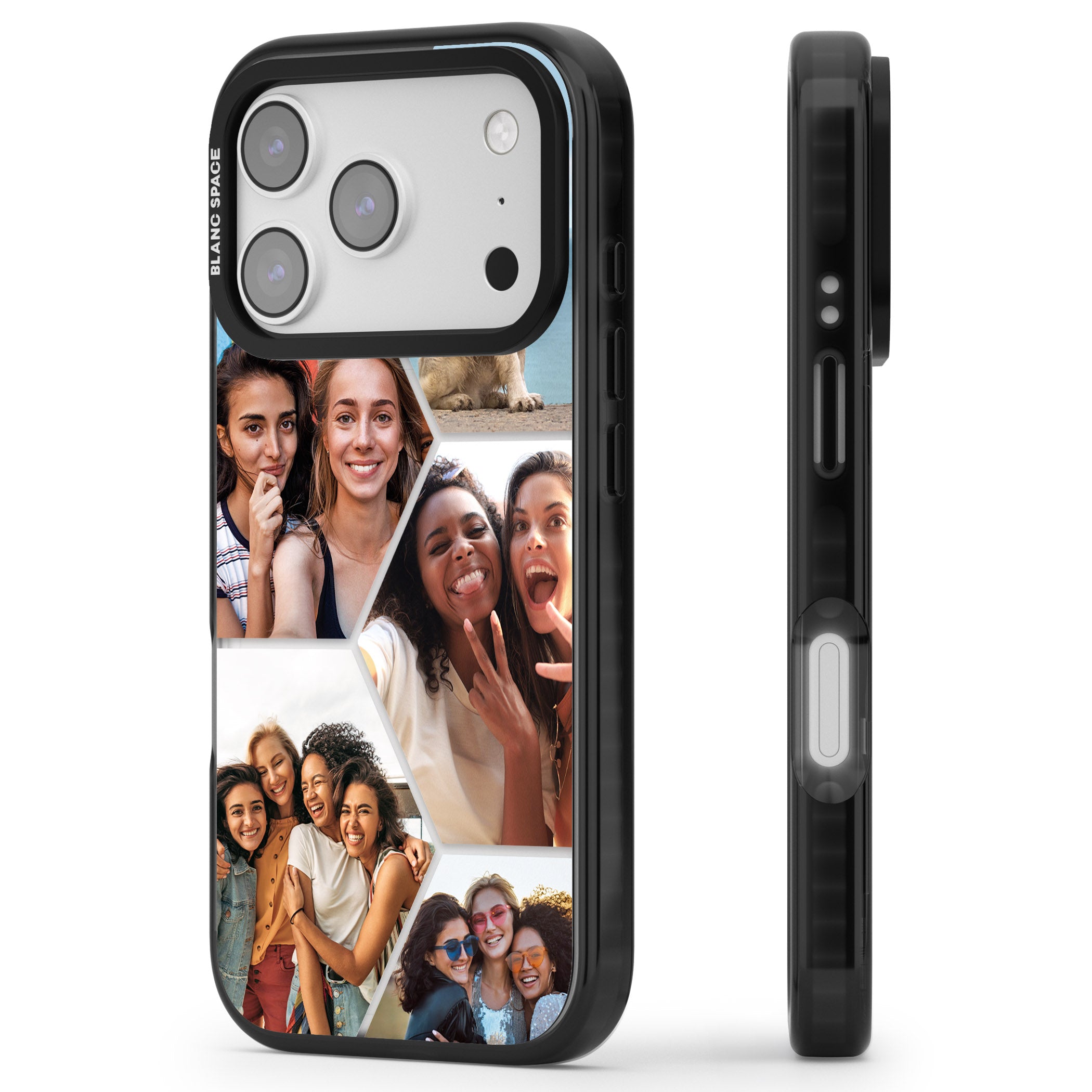 Personalised Beehive Photo Grid iPhone 17 Pro Max Impact Black Phone Case Side Profile