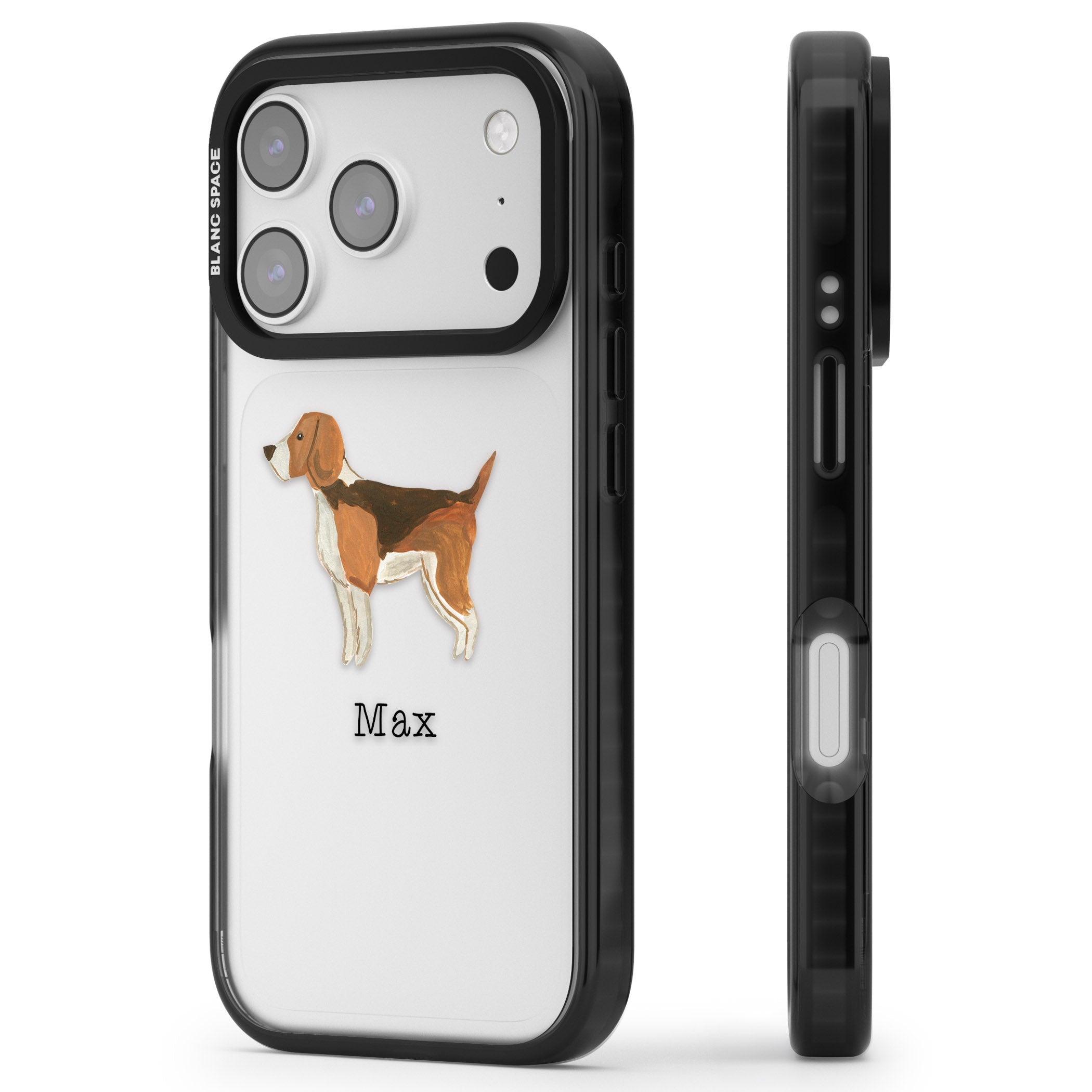 Personalised Beagle iPhone 17 Pro Max Impact Black Phone Case Side Profile