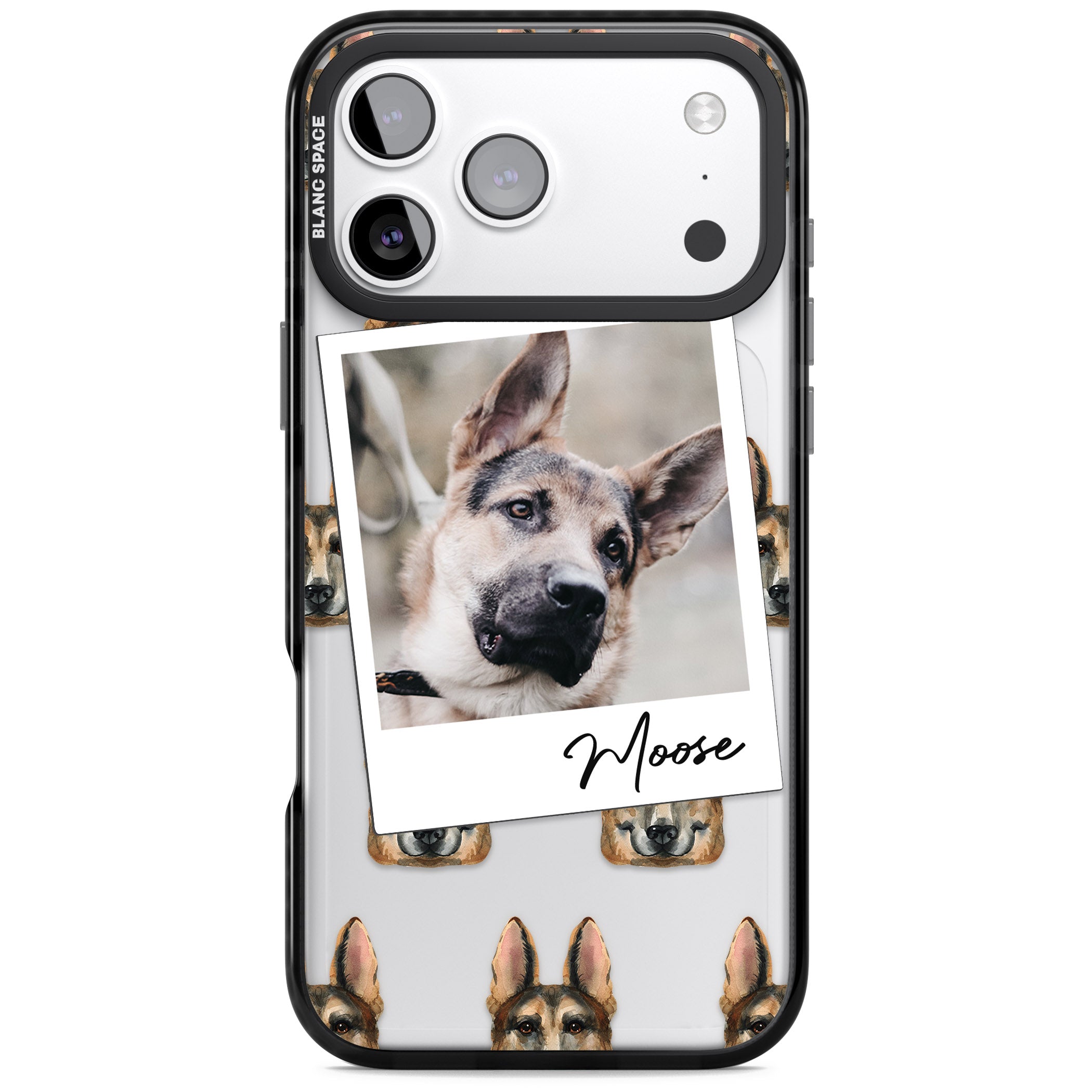 Personalised German Shepherd Instant Camera Photo iPhone 17 Pro Max Impact Black Phone Case
