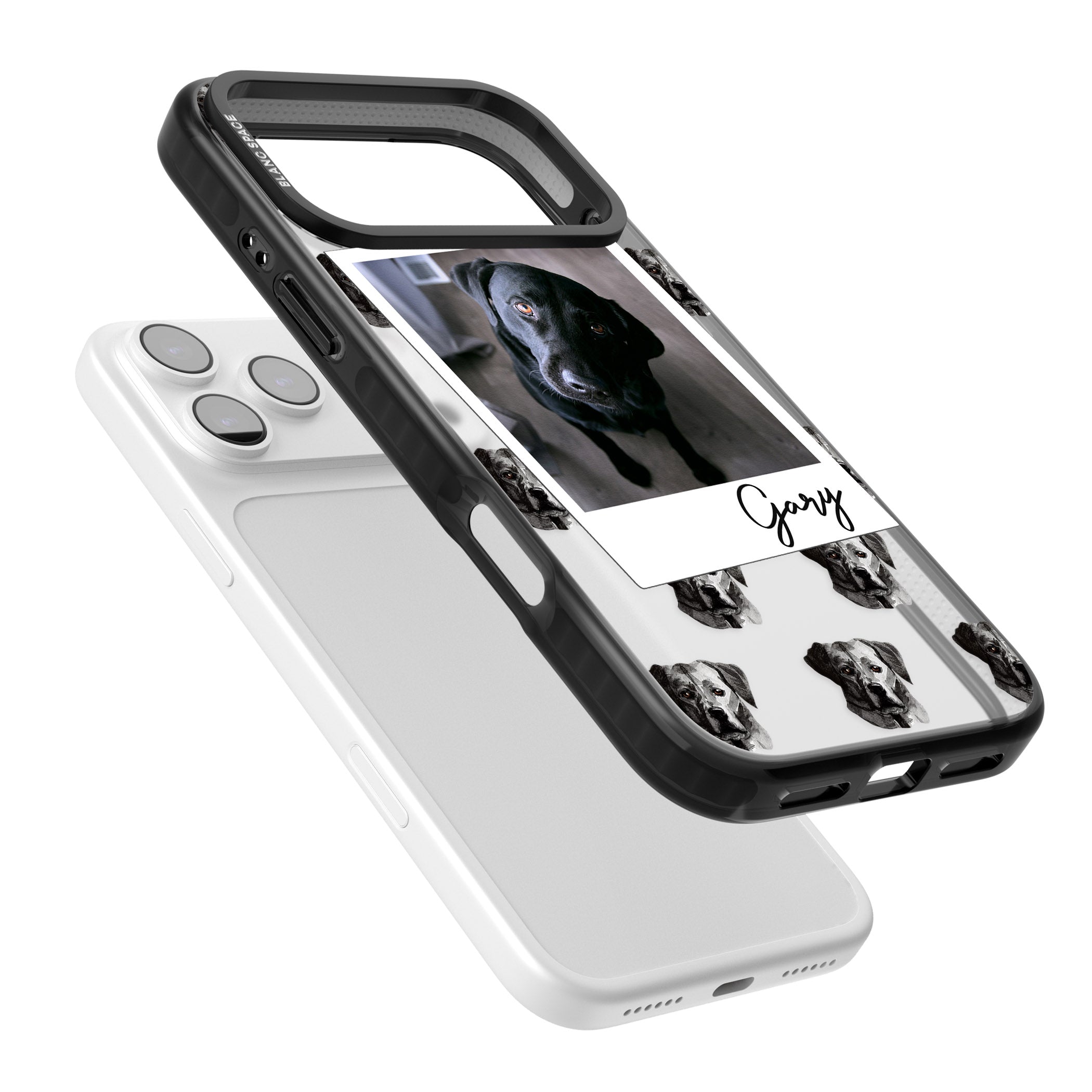 Personalised Black Labrador Instant Camera Photo iPhone 17 Pro Max Impact Black Phone Case Colours