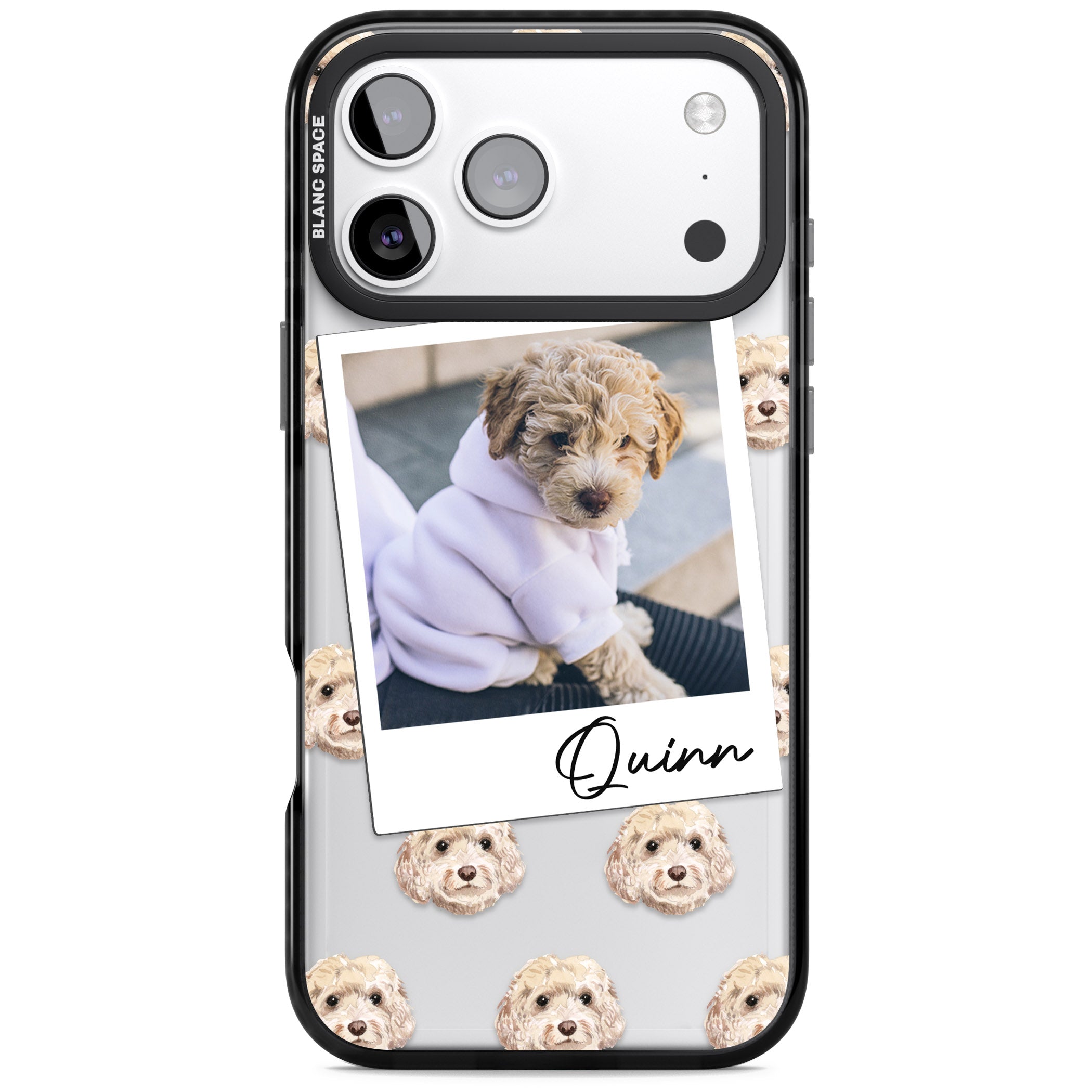 Personalised Cream Cockapoo Instant Camera Photo iPhone 17 Pro Max Impact Black Phone Case