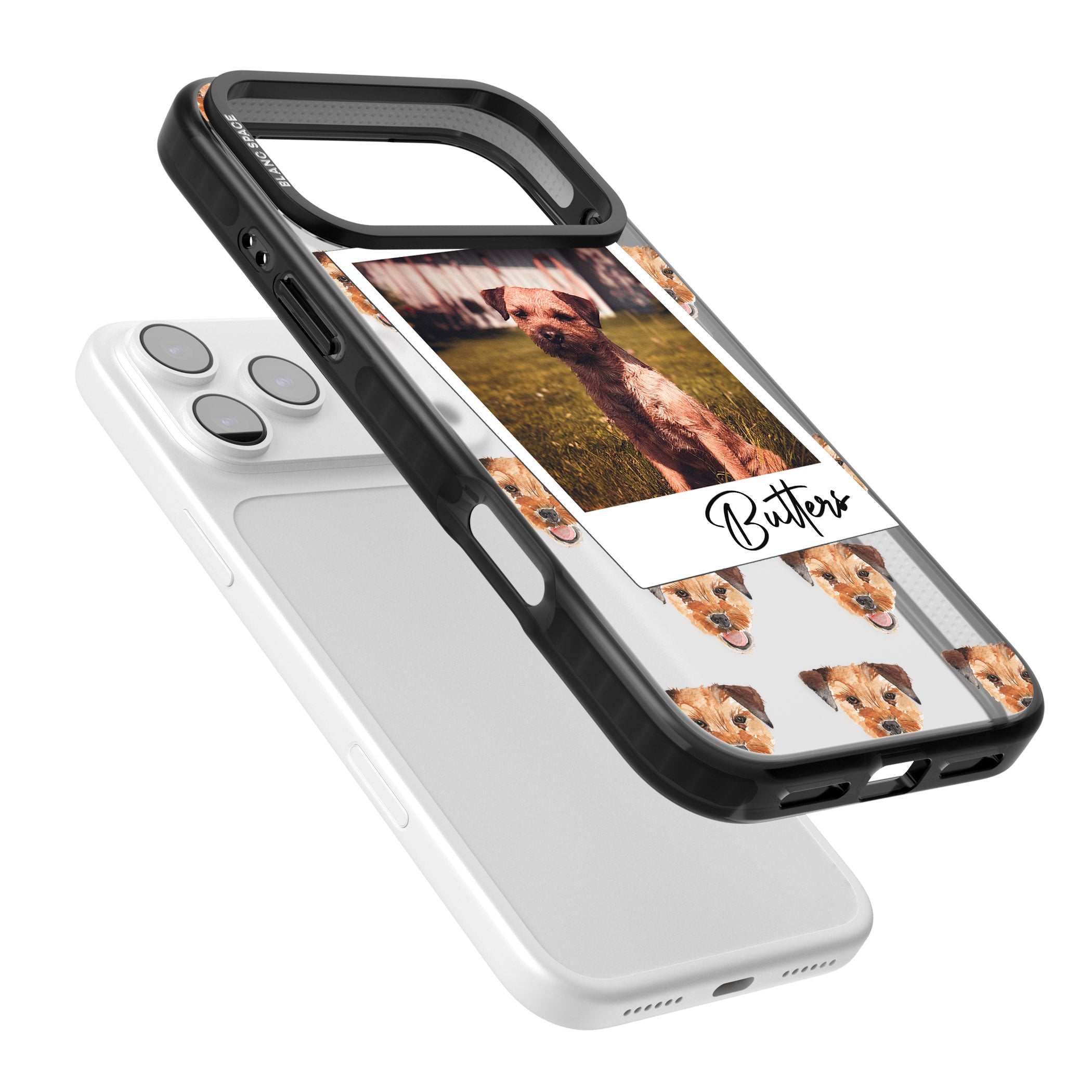 Personalised Border Terrier Instant Camera Photo iPhone 17 Pro Max Impact Black Phone Case Colours