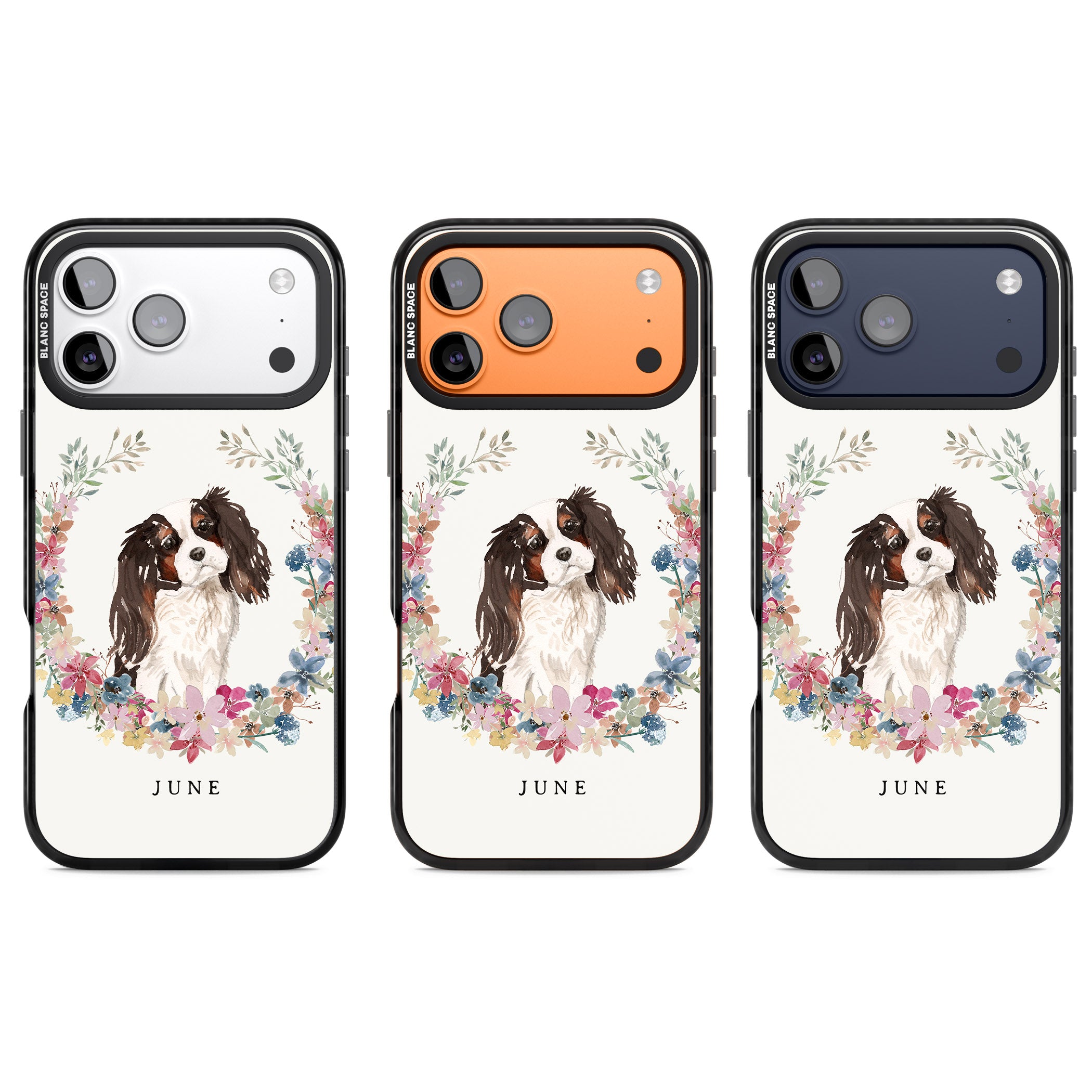 Personalised King Charles Floral Portrait iPhone 17 Pro Impact Black Phone Case APT Impact Protection