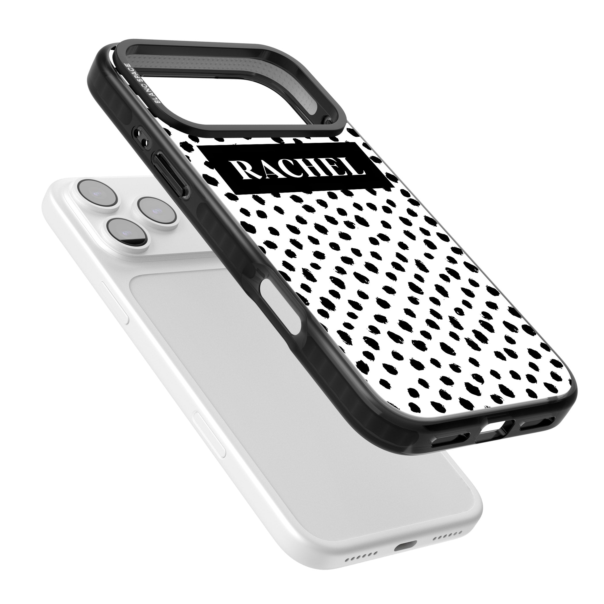 Personalised Black Dots iPhone 17 Pro Max Impact Black Phone Case Colours