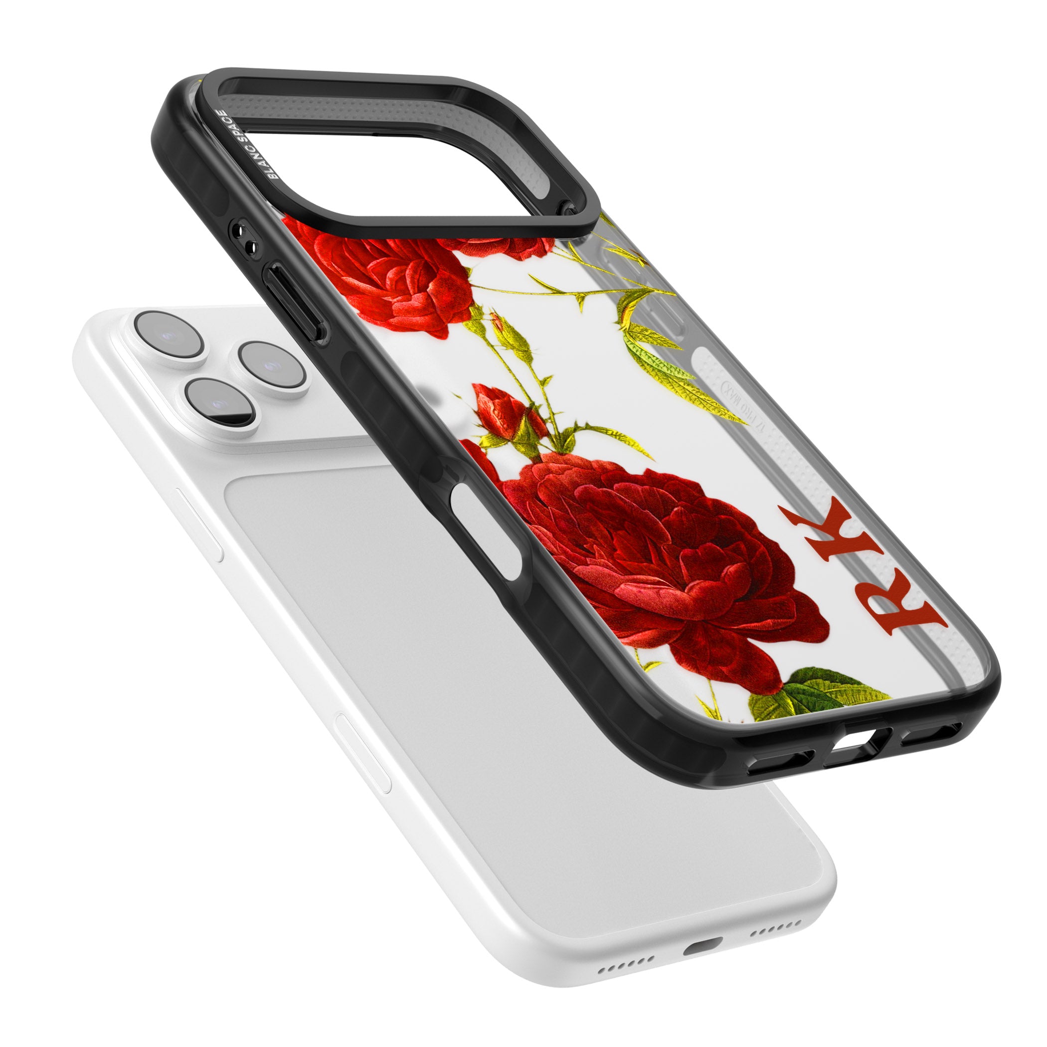 Personalised Vintage Floral Red Roses iPhone 17 Pro Max Impact Black Phone Case Colours