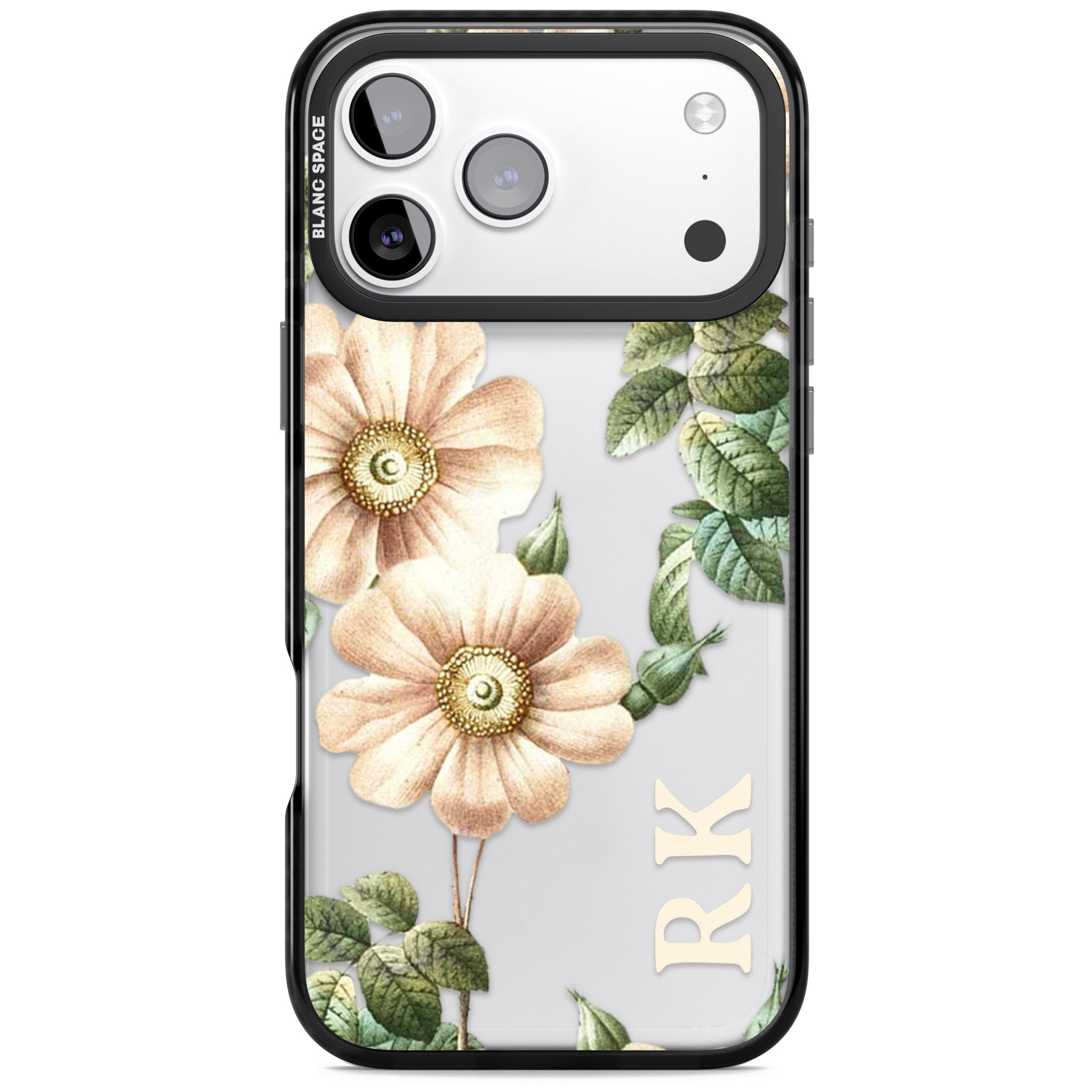 Personalised Vintage Floral Anemone iPhone 17 Pro Max Impact Black Phone Case