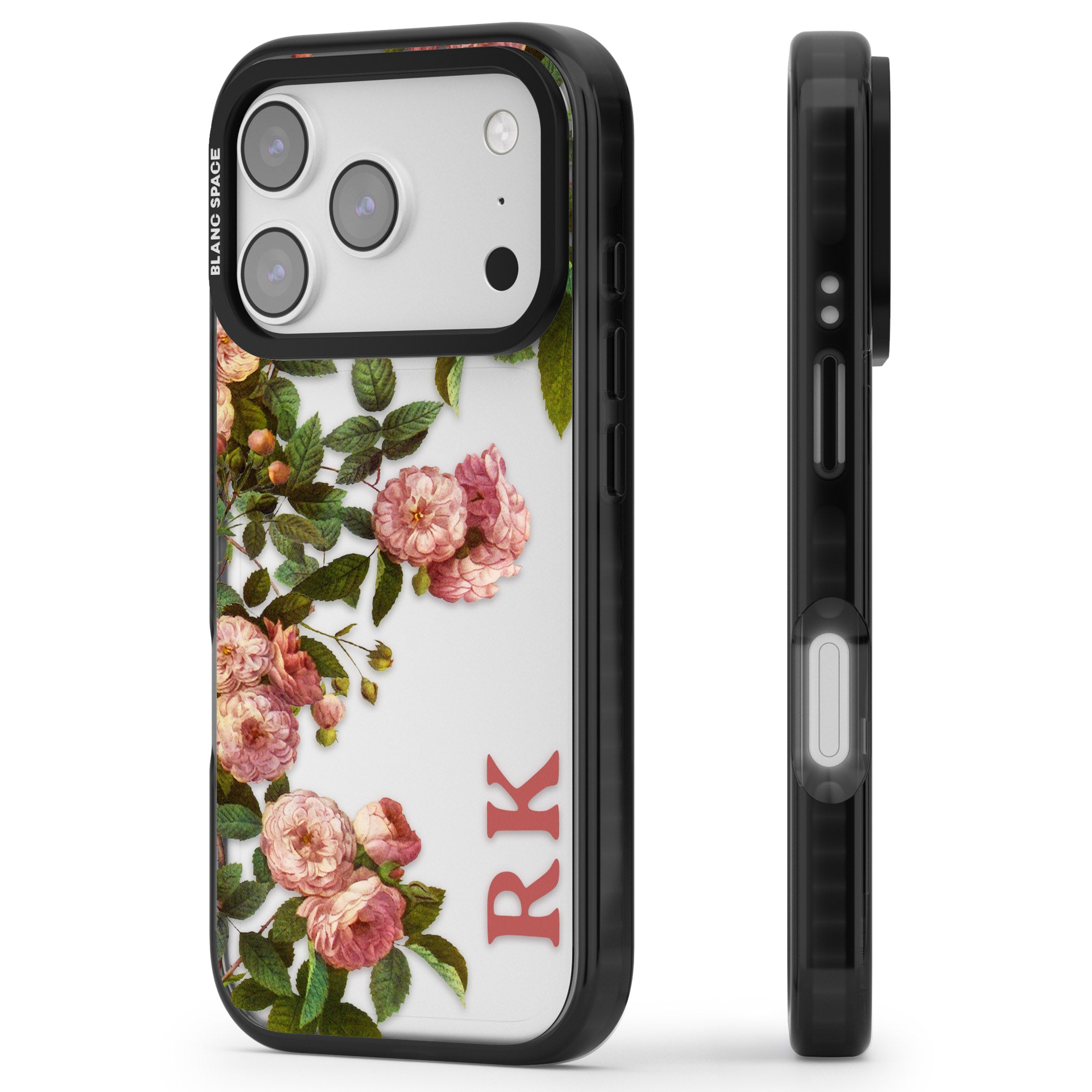 Personalised Vintage Floral Garden iPhone 17 Pro Max Impact Black Phone Case Side Profile