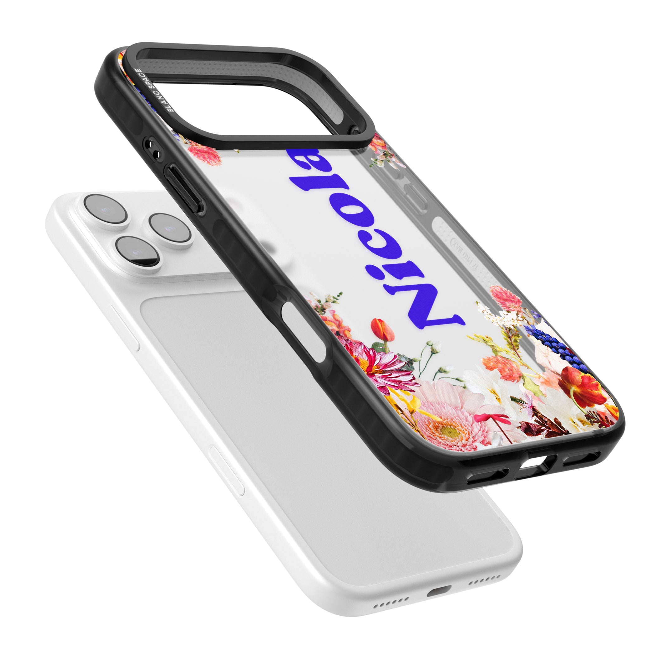 Personalised Floral Name iPhone 17 Pro Max Impact Black Phone Case Colours