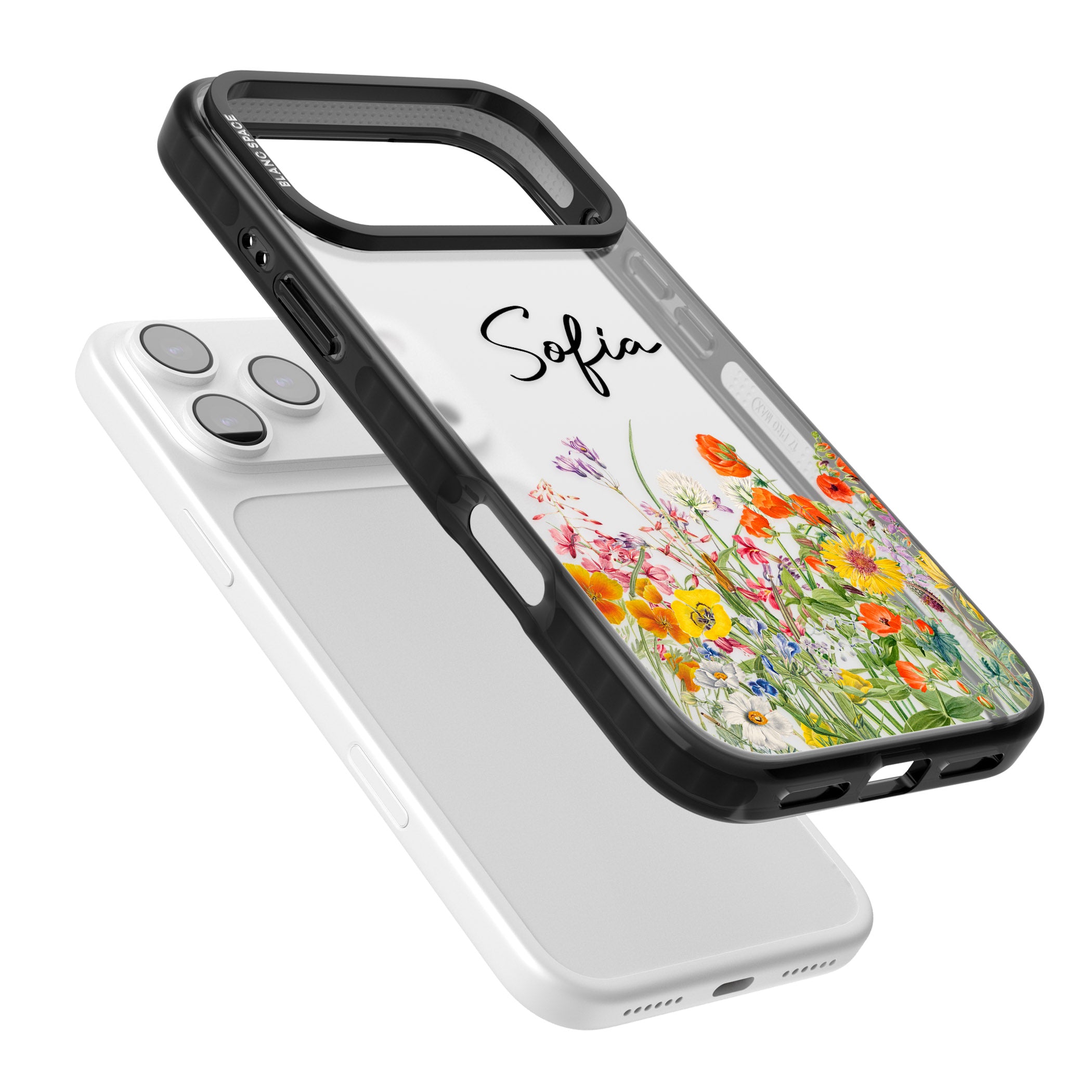Personalised Summer Wildflowers iPhone 17 Pro Max Impact Black Phone Case Colours
