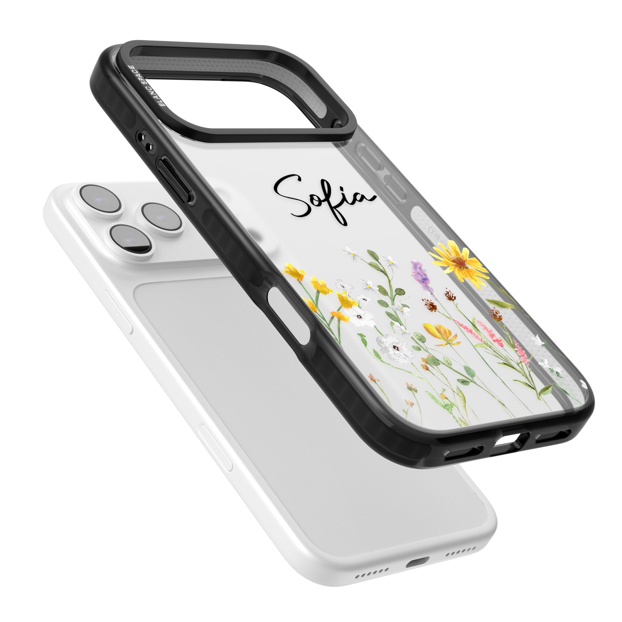 Personalised April Wildfowers iPhone 17 Pro Impact Black Phone Case Colours