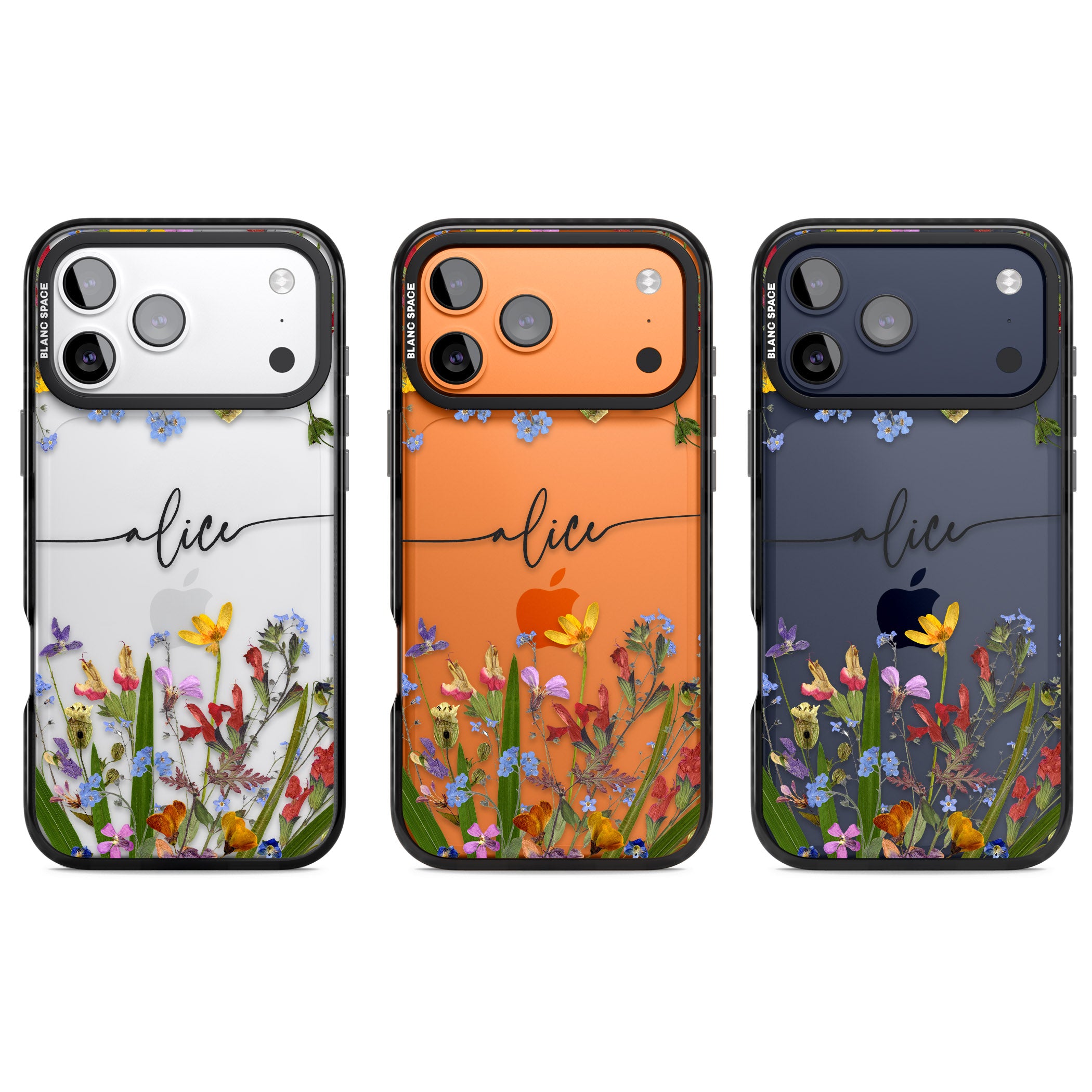 Personalised Wildflower Floral iPhone 17 Pro Impact Black Phone Case APT Impact Protection