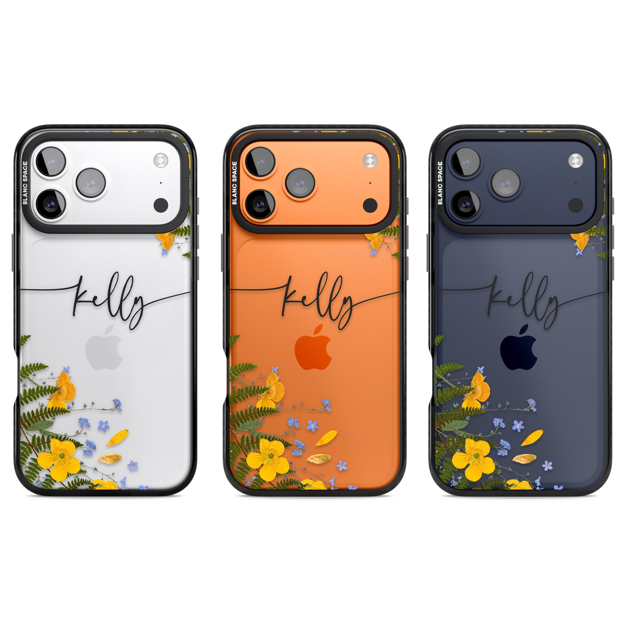 Personalised Ferns & Wildflowers iPhone 17 Pro Impact Black Phone Case APT Impact Protection