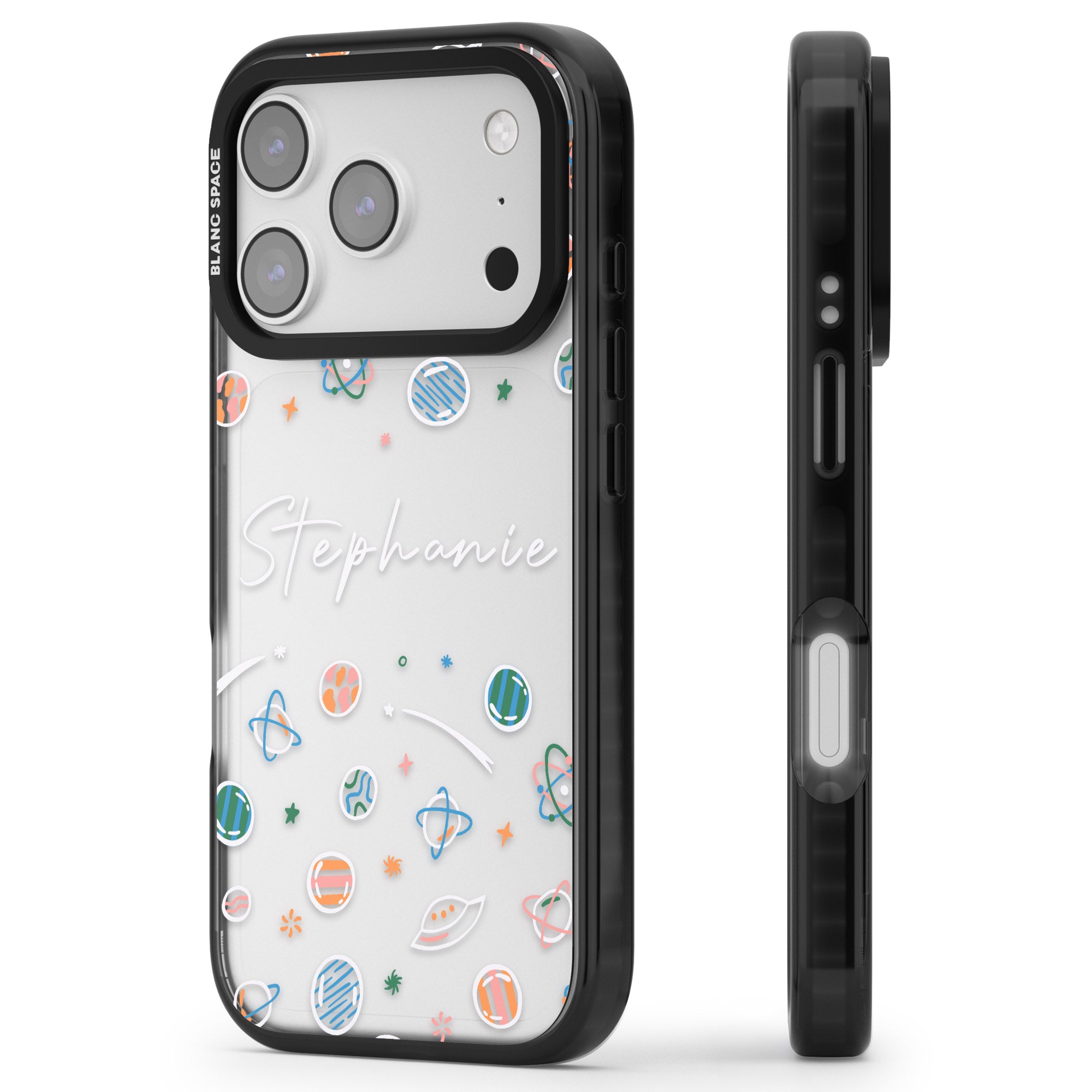 Personalised Space Pattern iPhone 17 Pro Max Impact Black Phone Case Side Profile