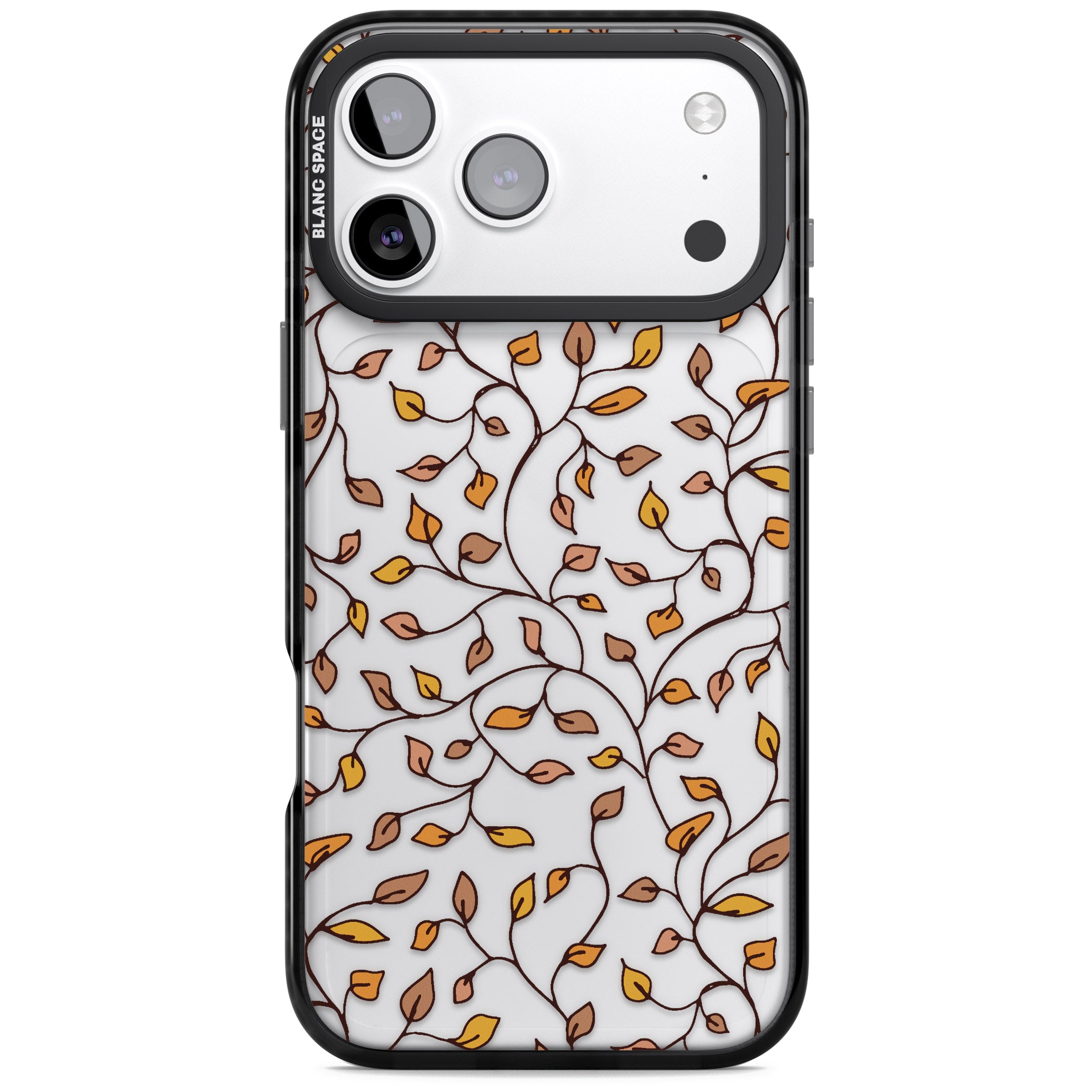 Personalised Autumn Leaves Pattern iPhone 17 Pro Max Impact Black Phone Case
