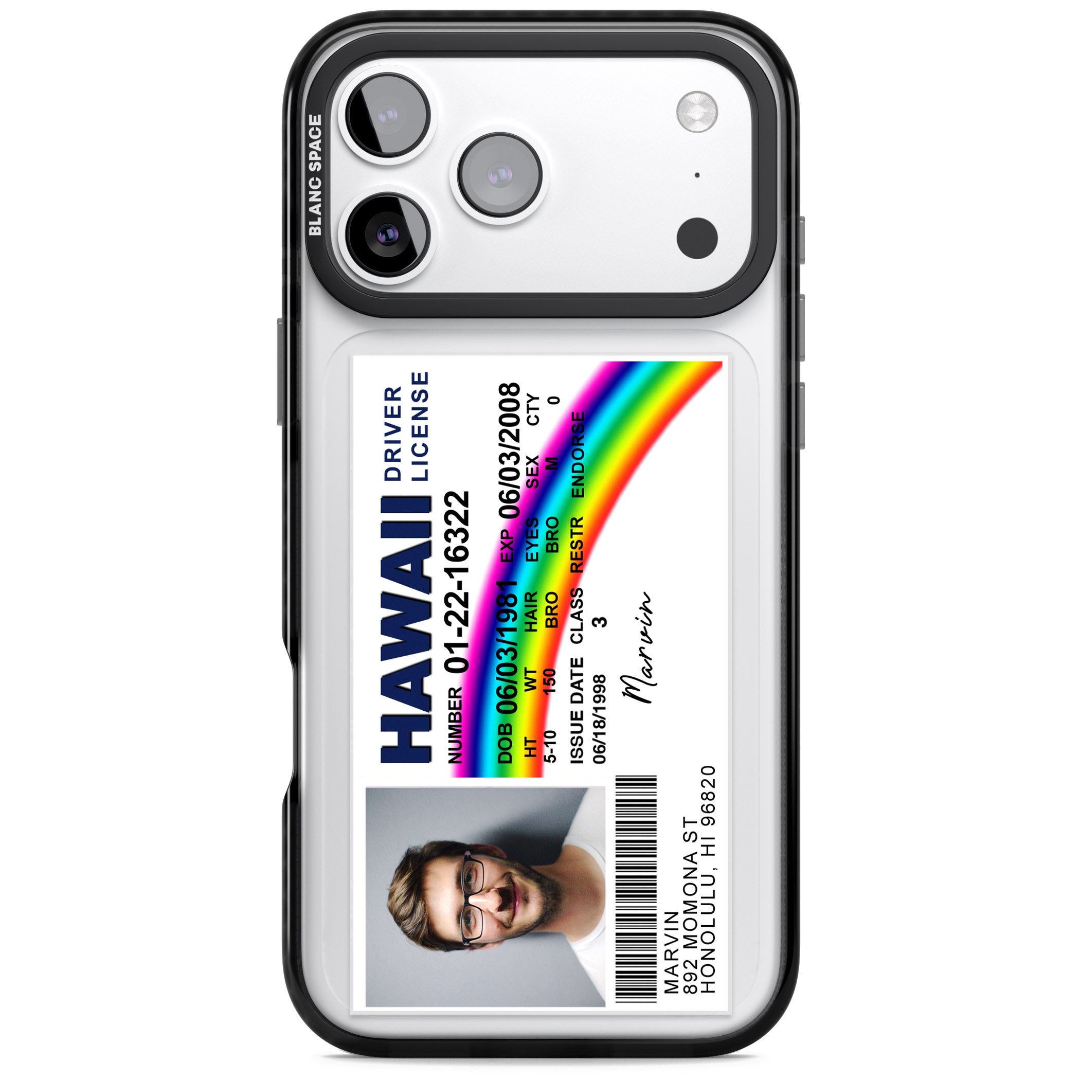 Personalised Hawaii Driving License iPhone 17 Pro Max Impact Black Phone Case