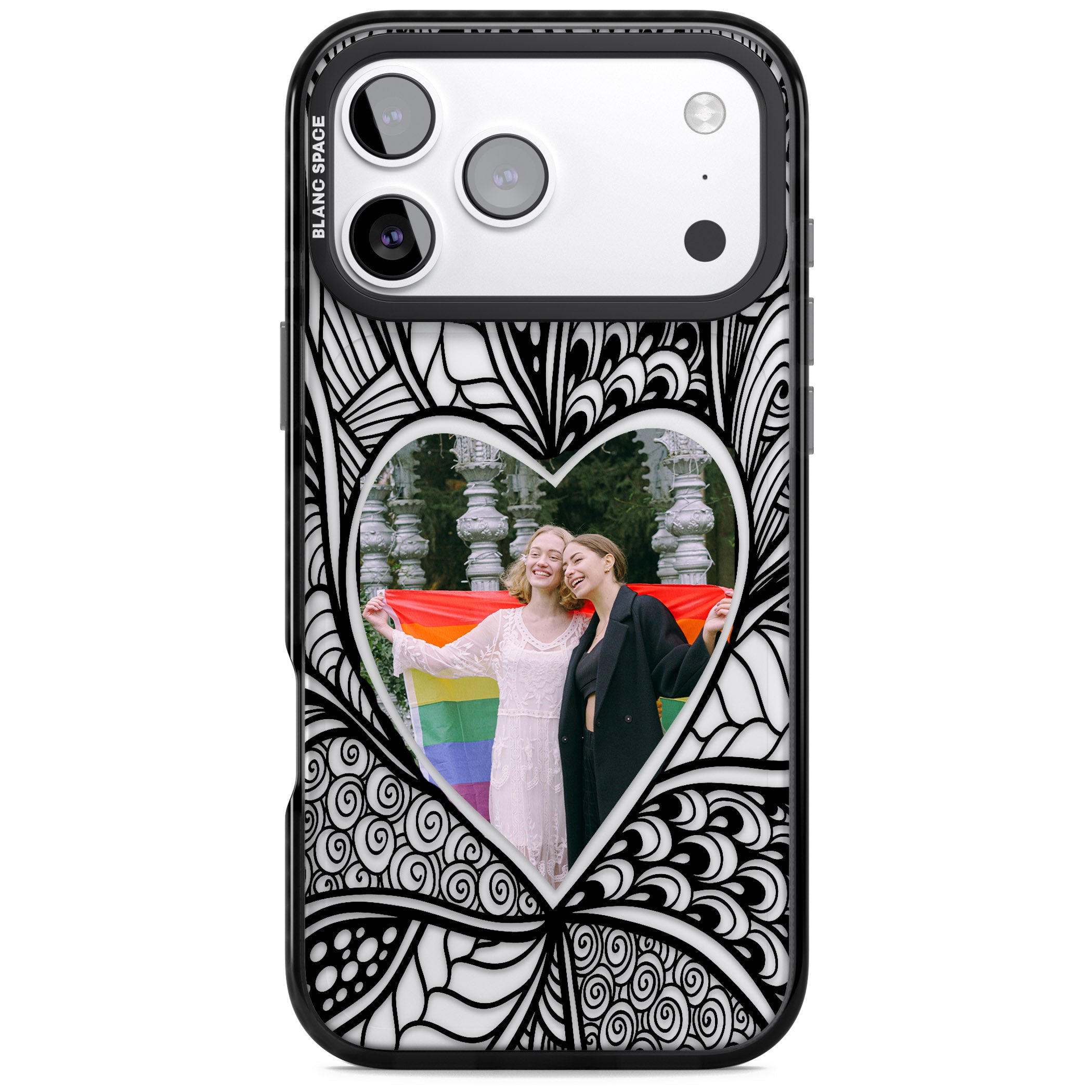 Personalised Henna Heart Photo Case iPhone 17 Pro Max Impact Black Phone Case