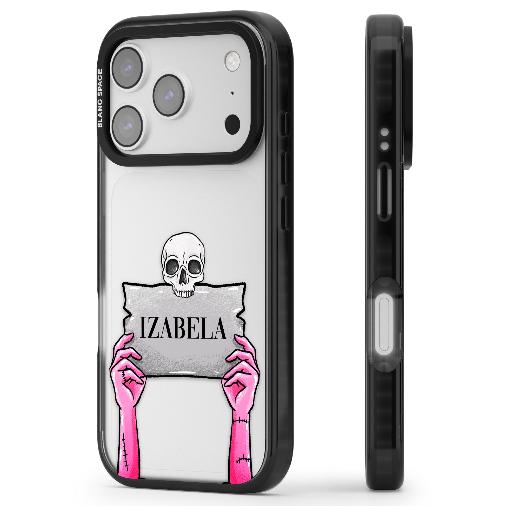 Personalised Grave Plaque iPhone 17 Pro Max Impact Black Phone Case Side Profile