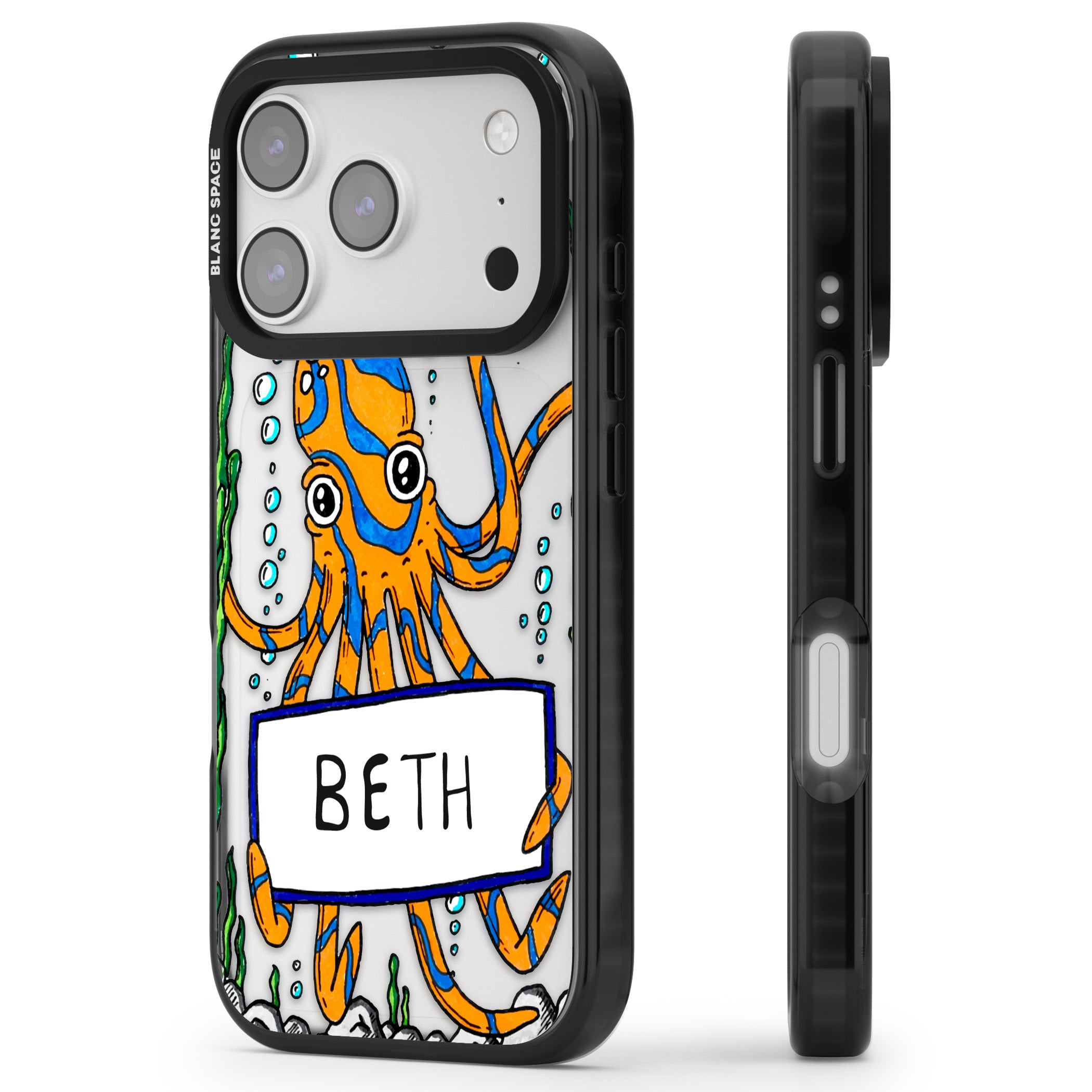 Personalised Octo iPhone 17 Pro Max Impact Black Phone Case Side Profile