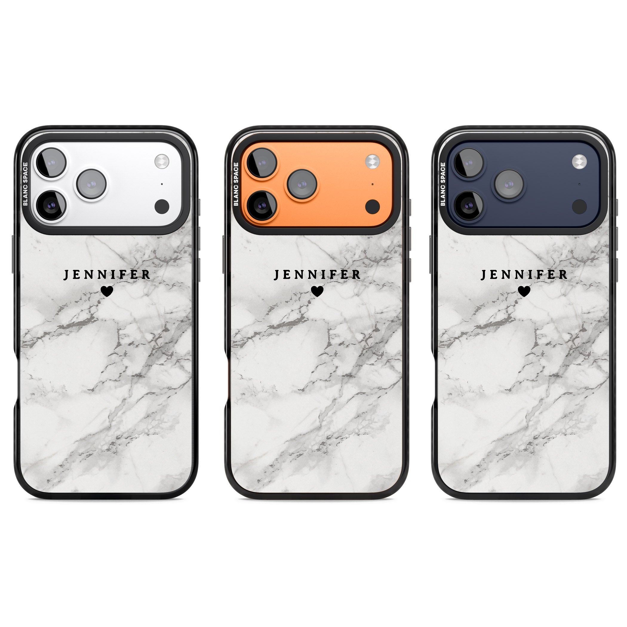 Personalised Classic Grey Marble iPhone 17 Pro Impact Black Phone Case APT Impact Protection
