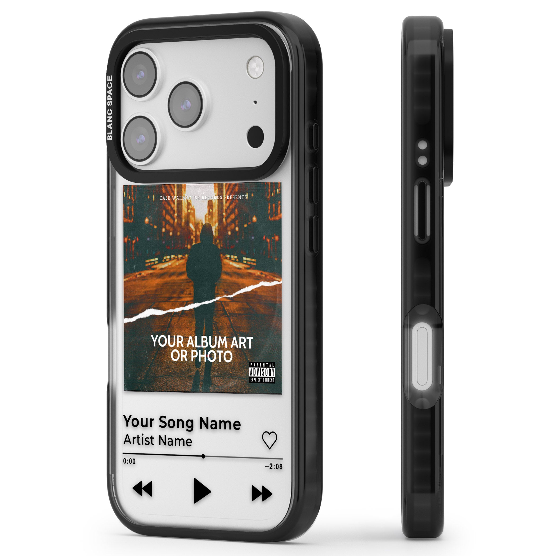 Personalised Album Art iPhone 17 Pro Max Impact Black Phone Case Side Profile