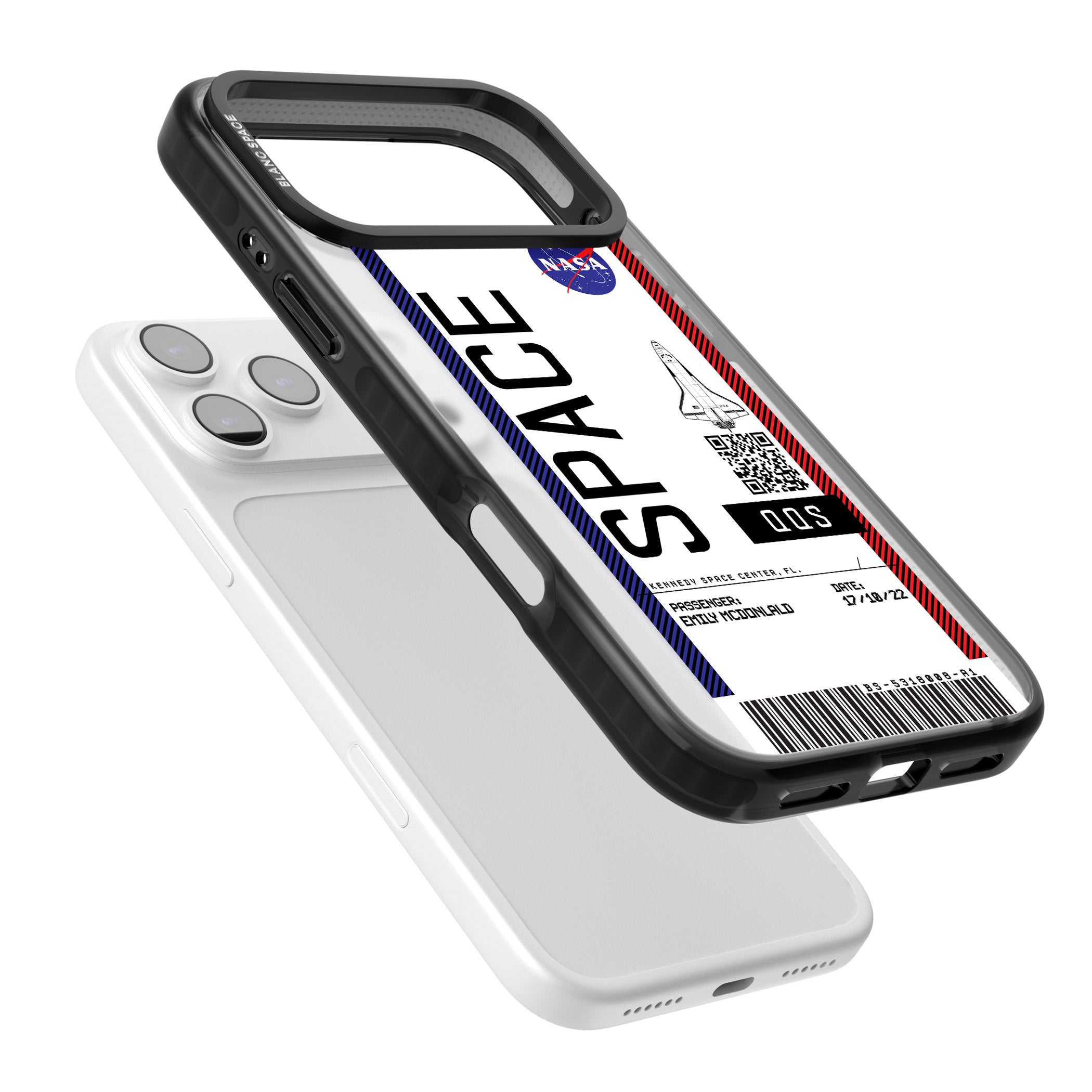 Personalised Nasa Boarding Pass (Light) iPhone 17 Pro Max Impact Black Phone Case Colours