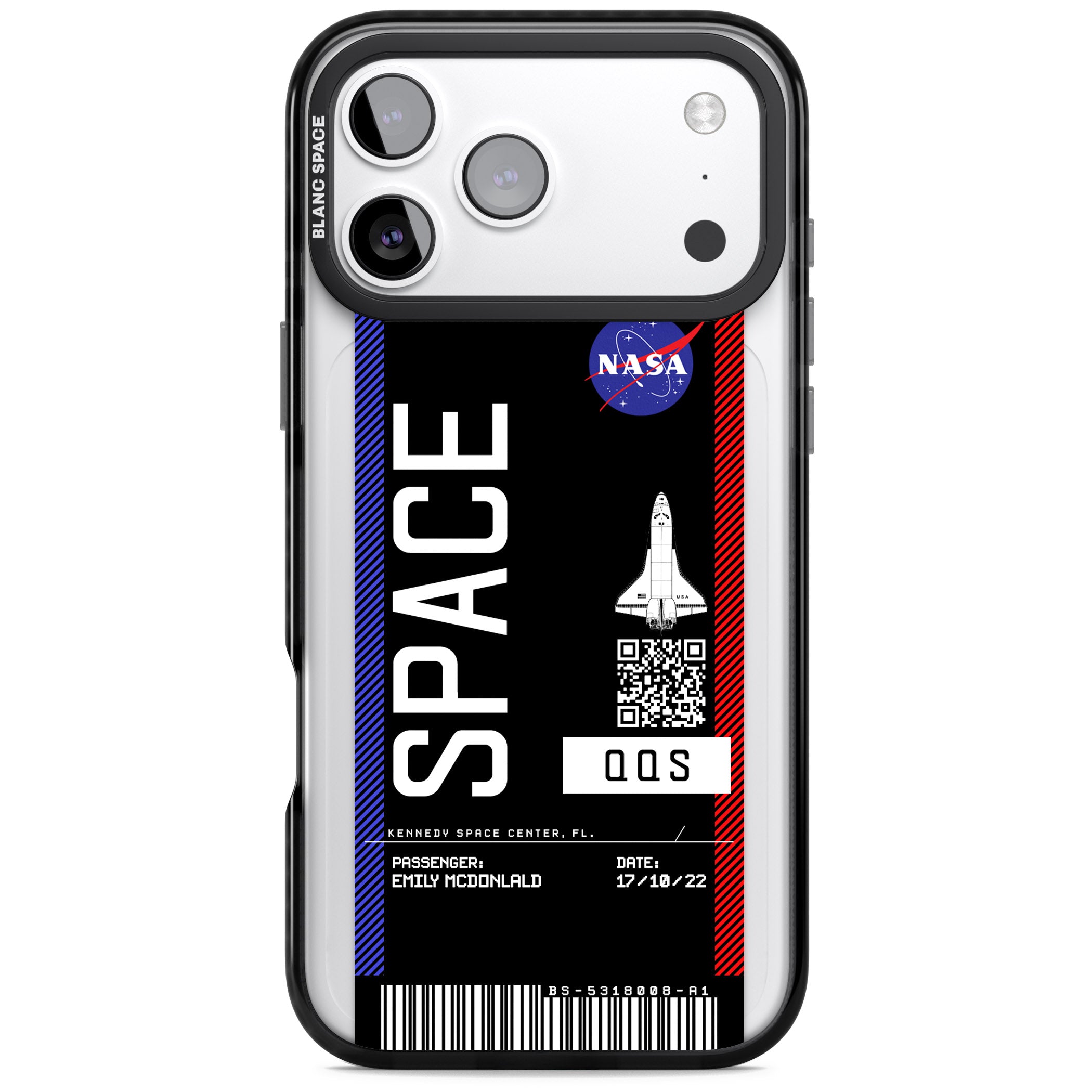 Personalised Nasa Boarding Pass (Dark) iPhone 17 Pro Max Impact Black Phone Case