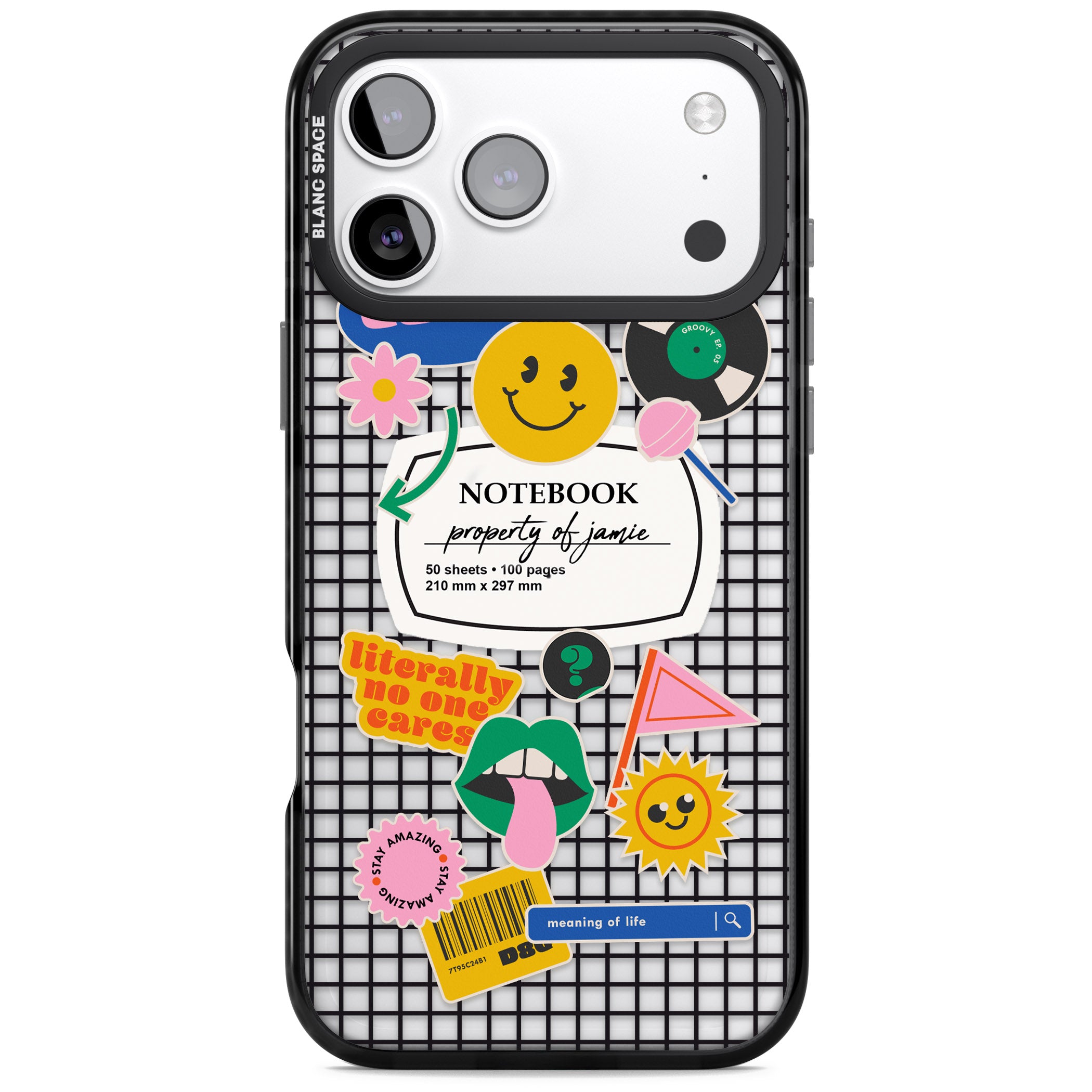 Personalised Sticker Mix Grid iPhone 17 Pro Max Impact Black Phone Case