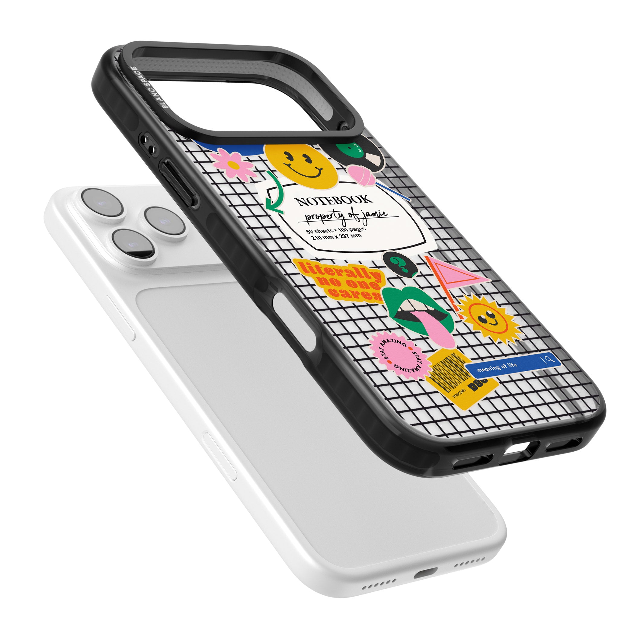 Personalised Sticker Mix Grid iPhone 17 Pro Max Impact Black Phone Case Colours