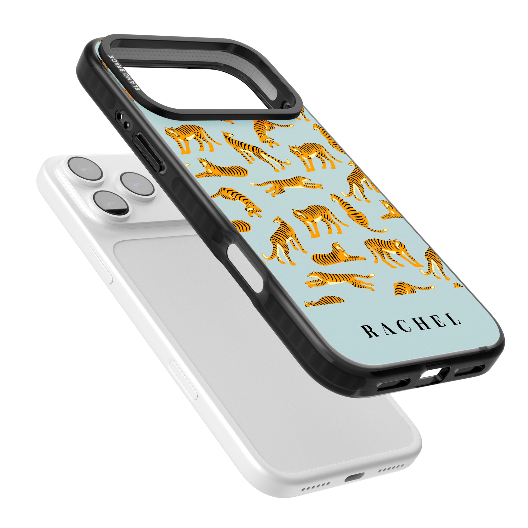Personalised Turquoise Tiger Pattern iPhone 17 Pro Max Impact Black Phone Case Colours