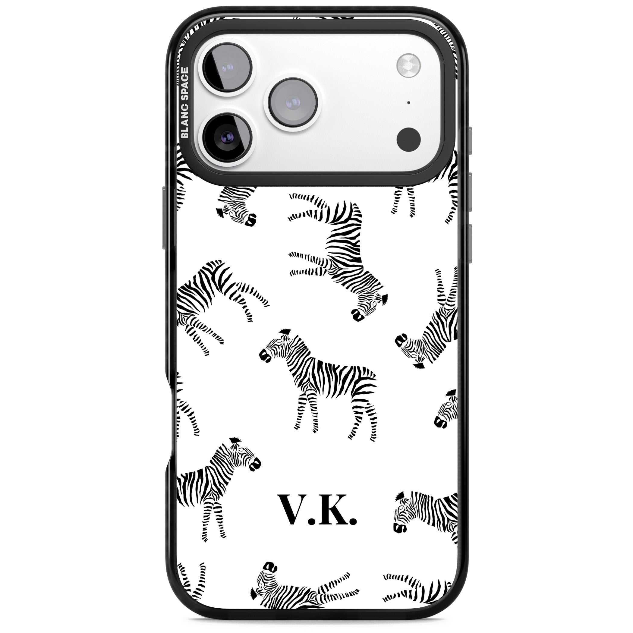 Personalised Zebra Pattern iPhone 17 Pro Max Impact Black Phone Case