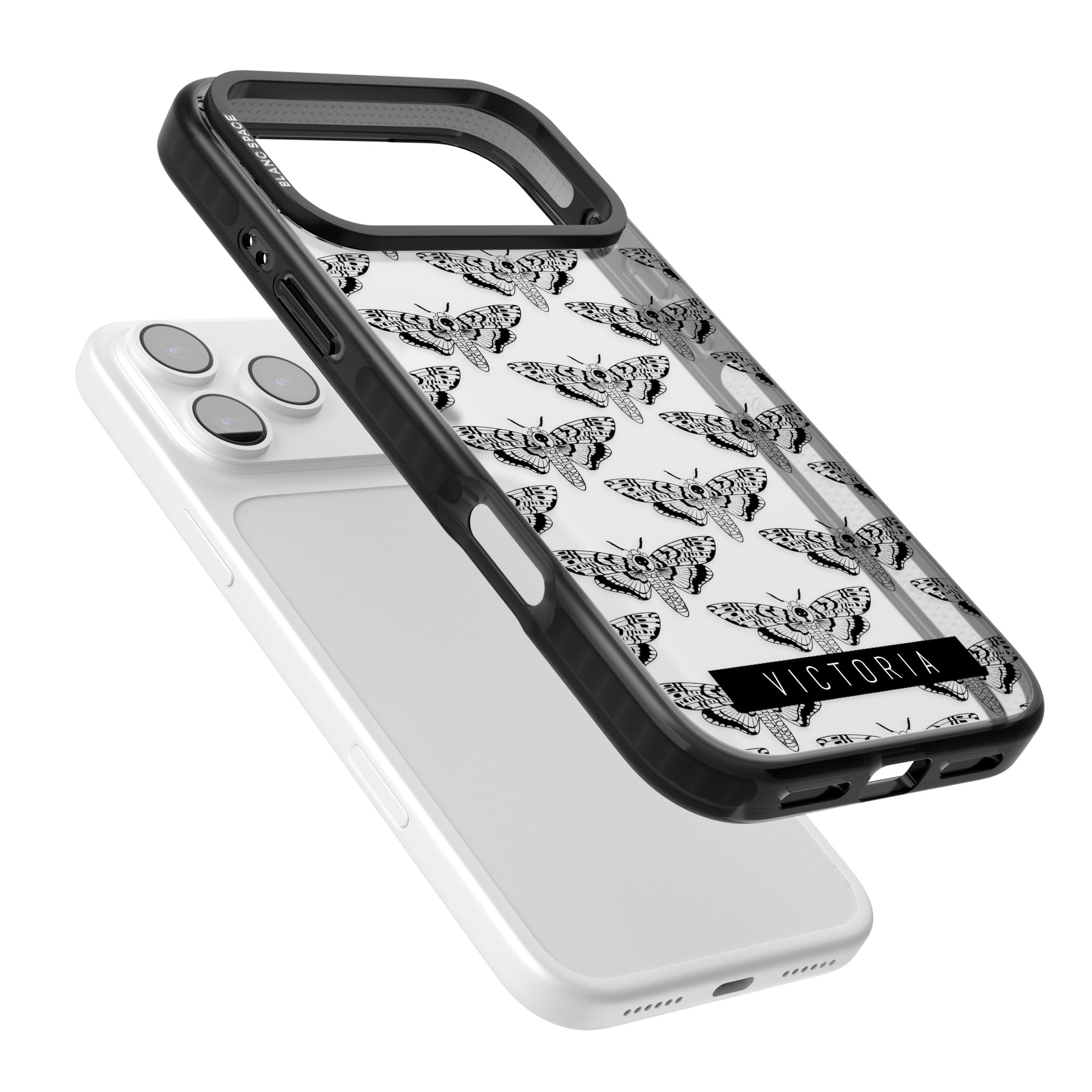 Personalised Hawk Moth Pattern iPhone 17 Pro Max Impact Black Phone Case Colours