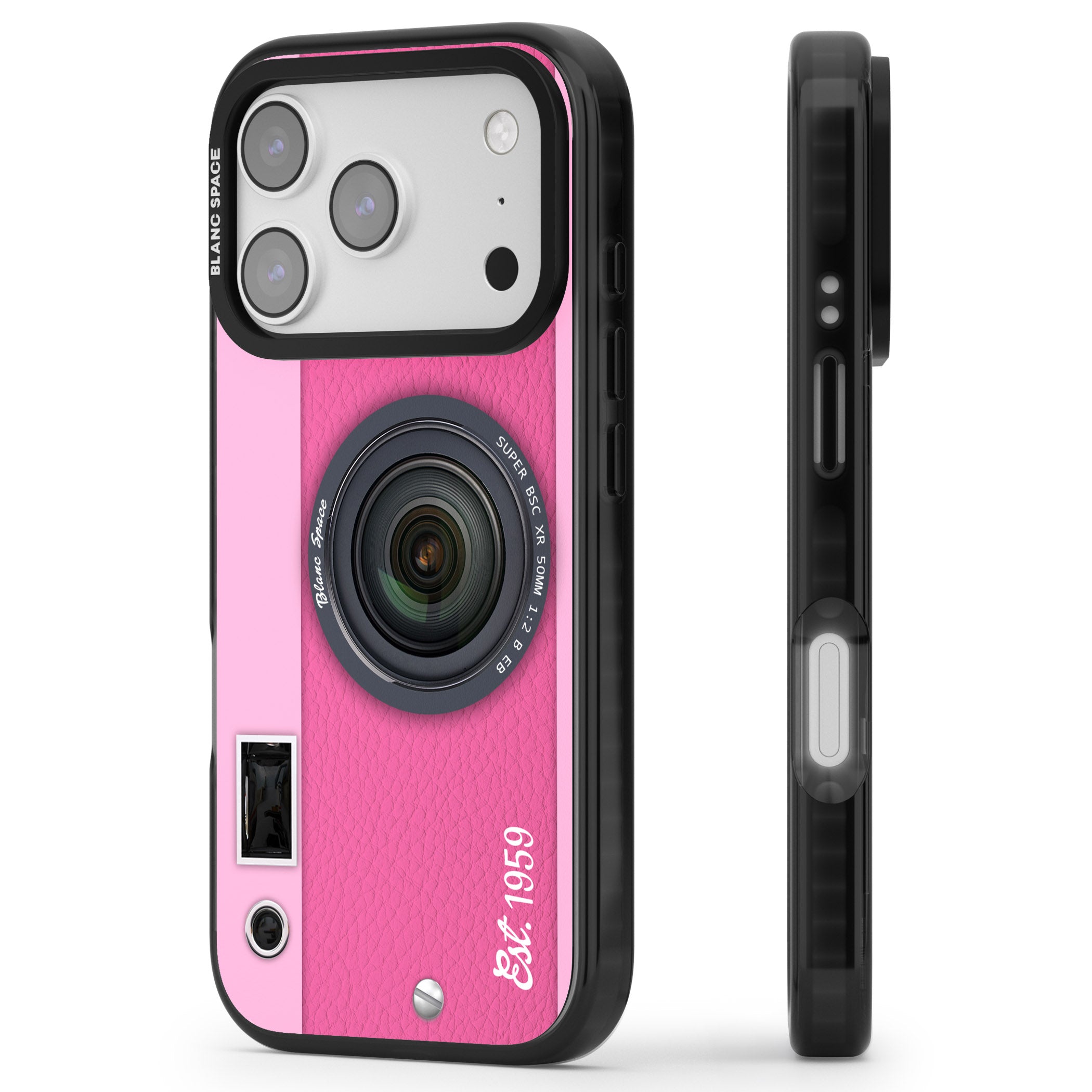 Personalised Pink Dream Camera iPhone 17 Pro Max Impact Black Phone Case Side Profile