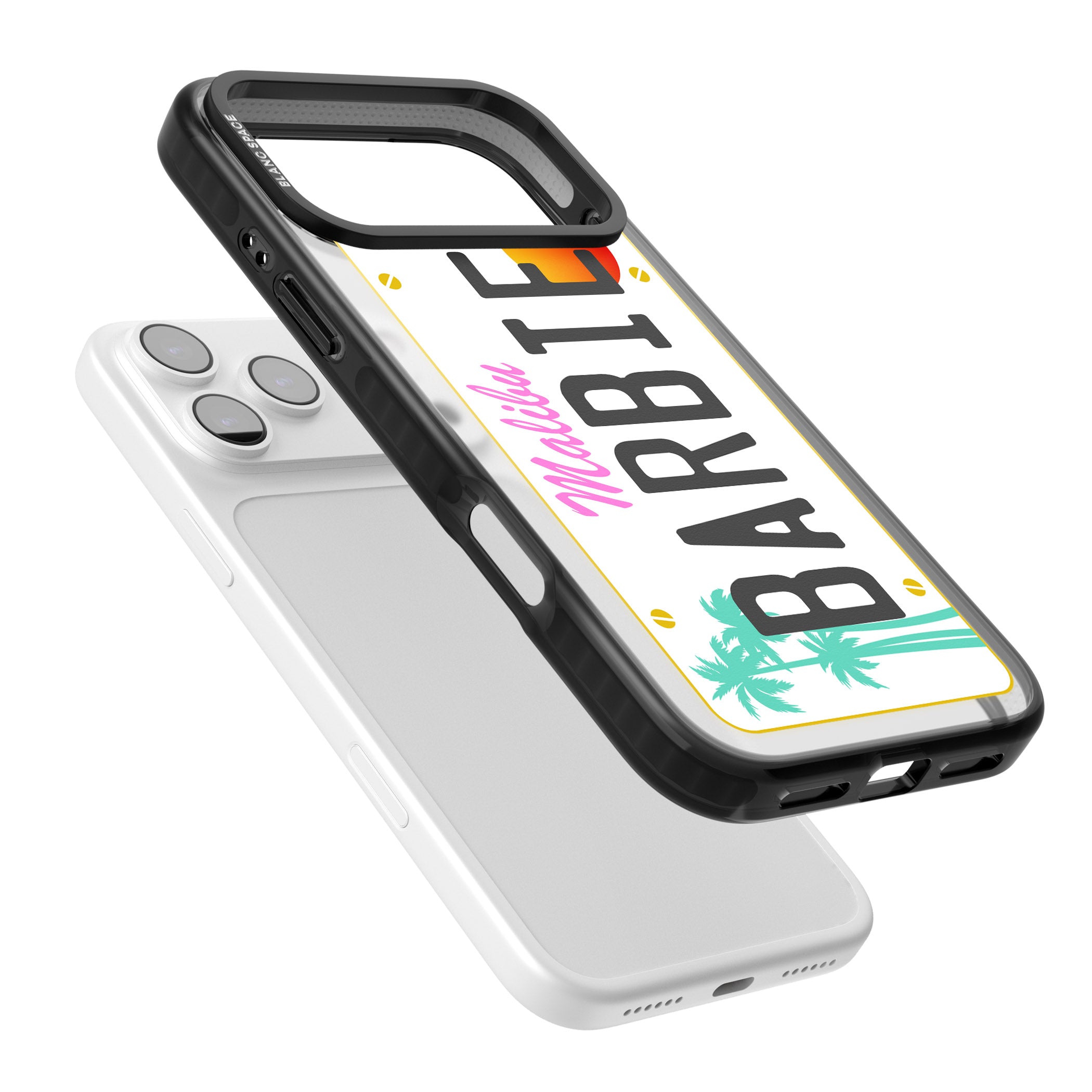 Personalised Malibu License Plate iPhone 17 Pro Max Impact Black Phone Case Colours