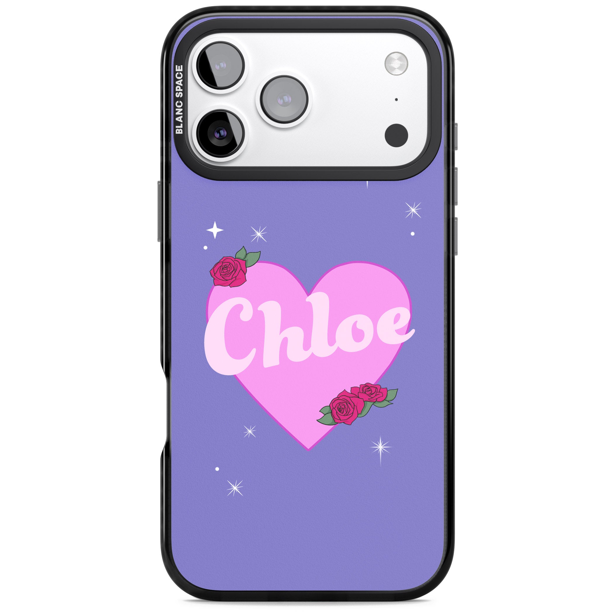 Personalised Glamorous Love Heart iPhone 17 Pro Max Impact Black Phone Case