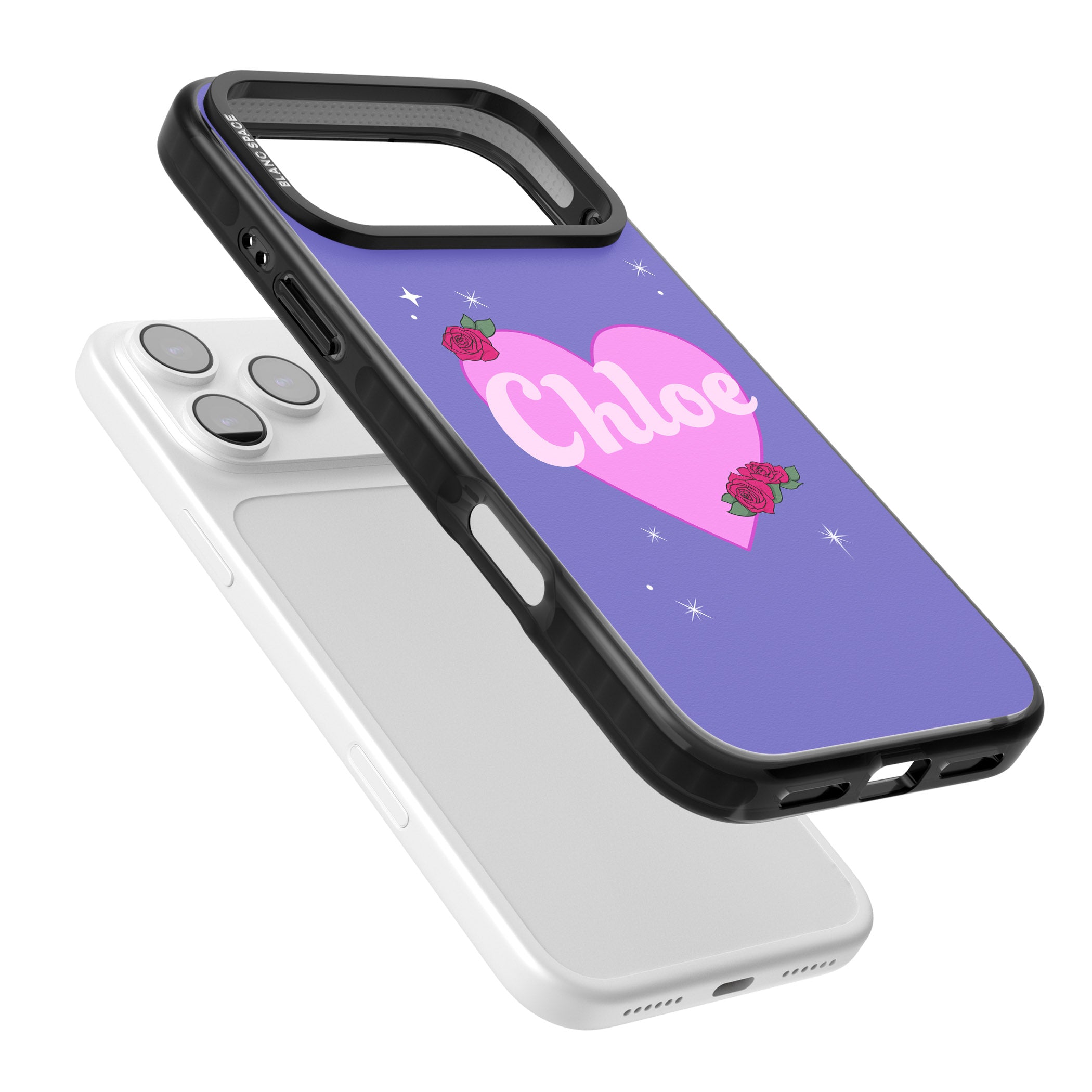 Personalised Glamorous Love Heart iPhone 17 Pro Max Impact Black Phone Case Colours