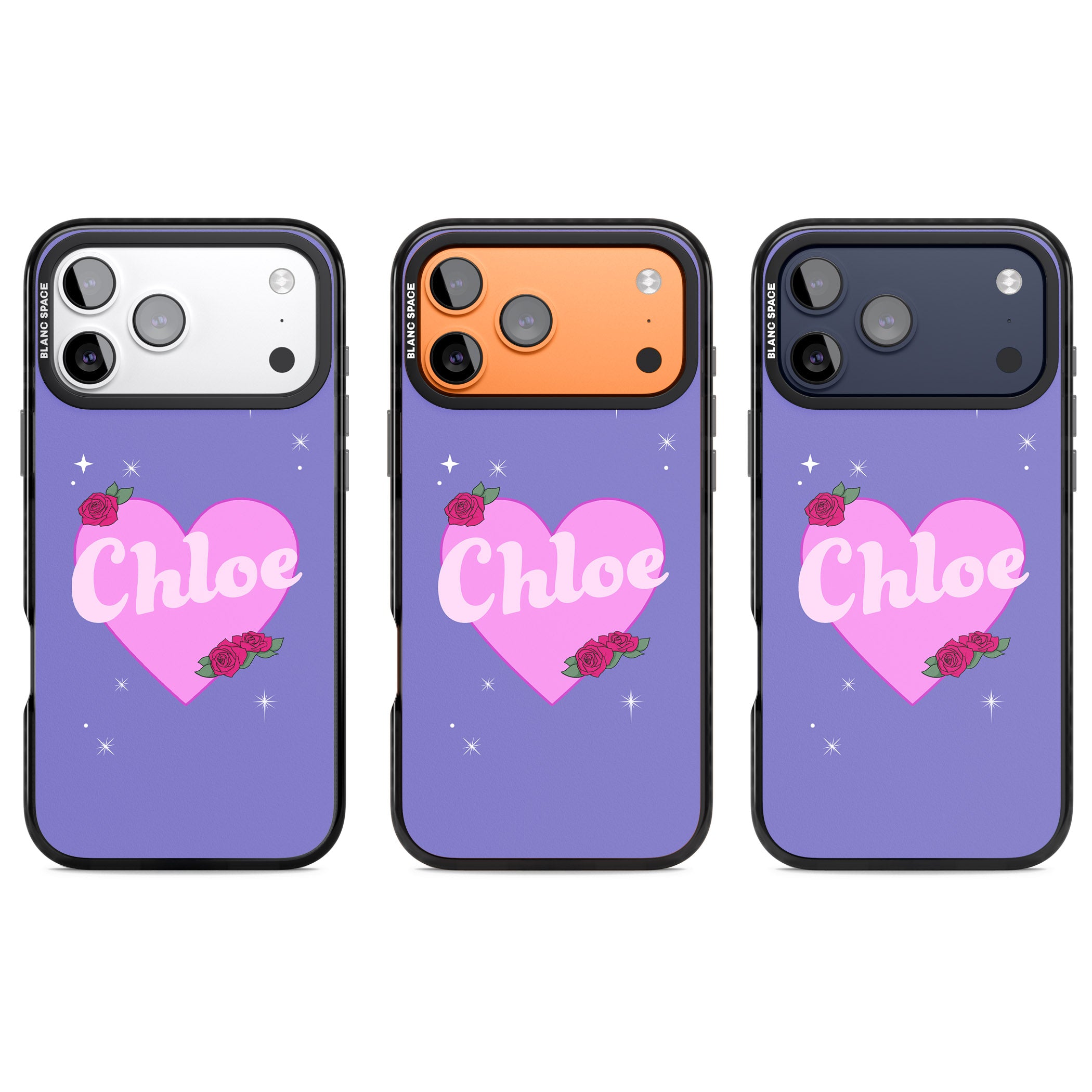 Personalised Glamorous Love Heart iPhone 17 Pro Impact Black Phone Case APT Impact Protection