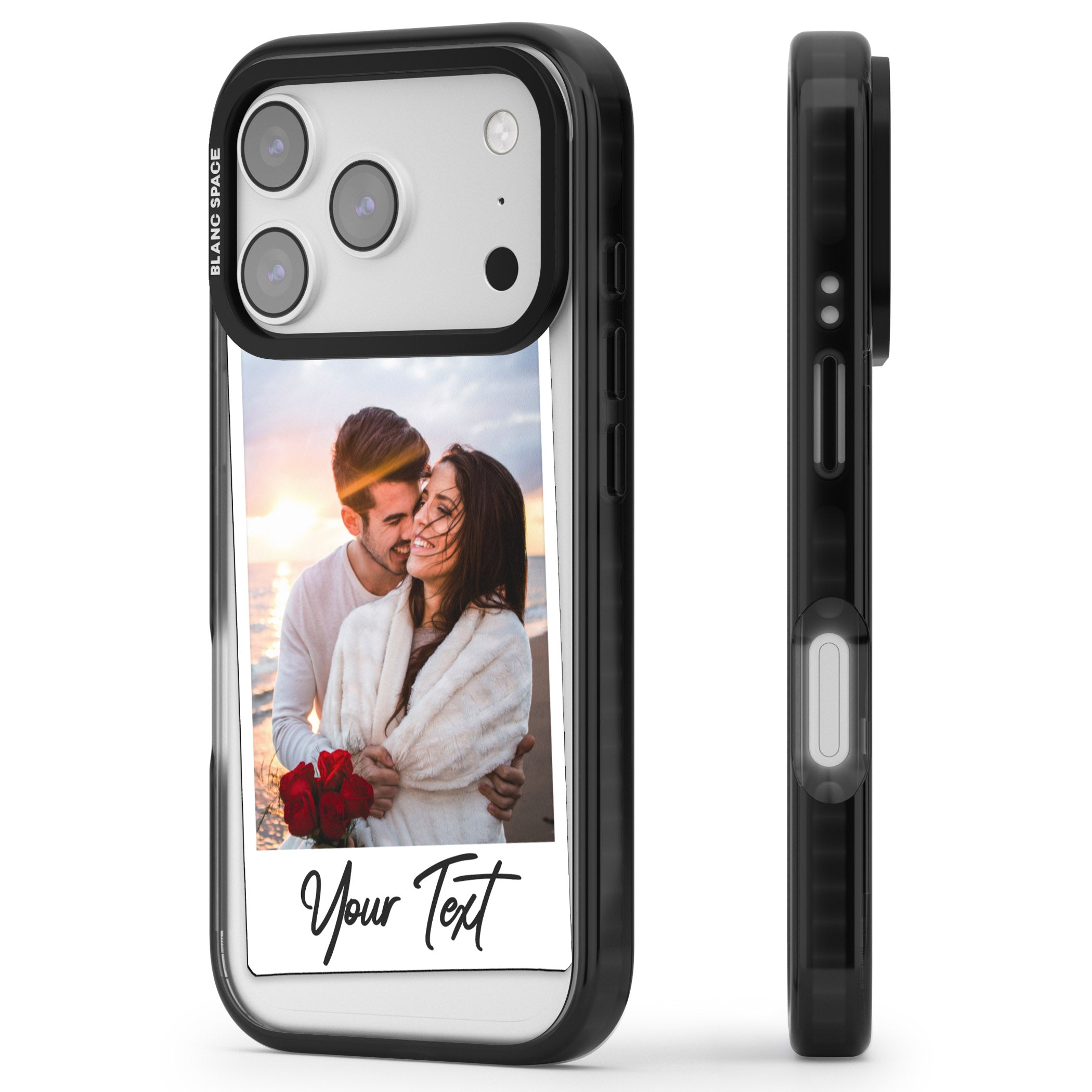 Personalised Instant Camera Photo iPhone 17 Pro Max Impact Black Phone Case Side Profile