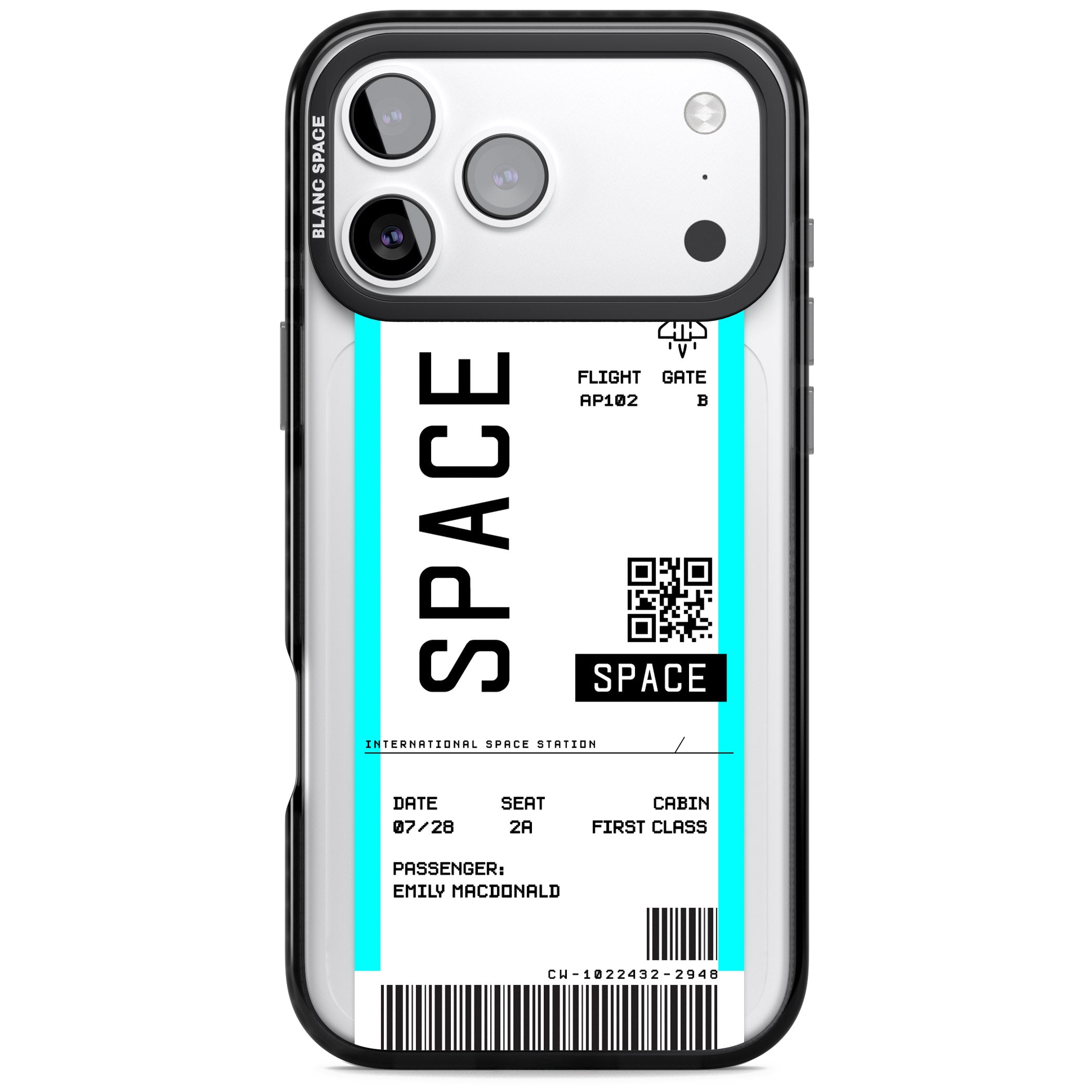 Personalised Space Travel Ticket iPhone 17 Pro Max Impact Black Phone Case