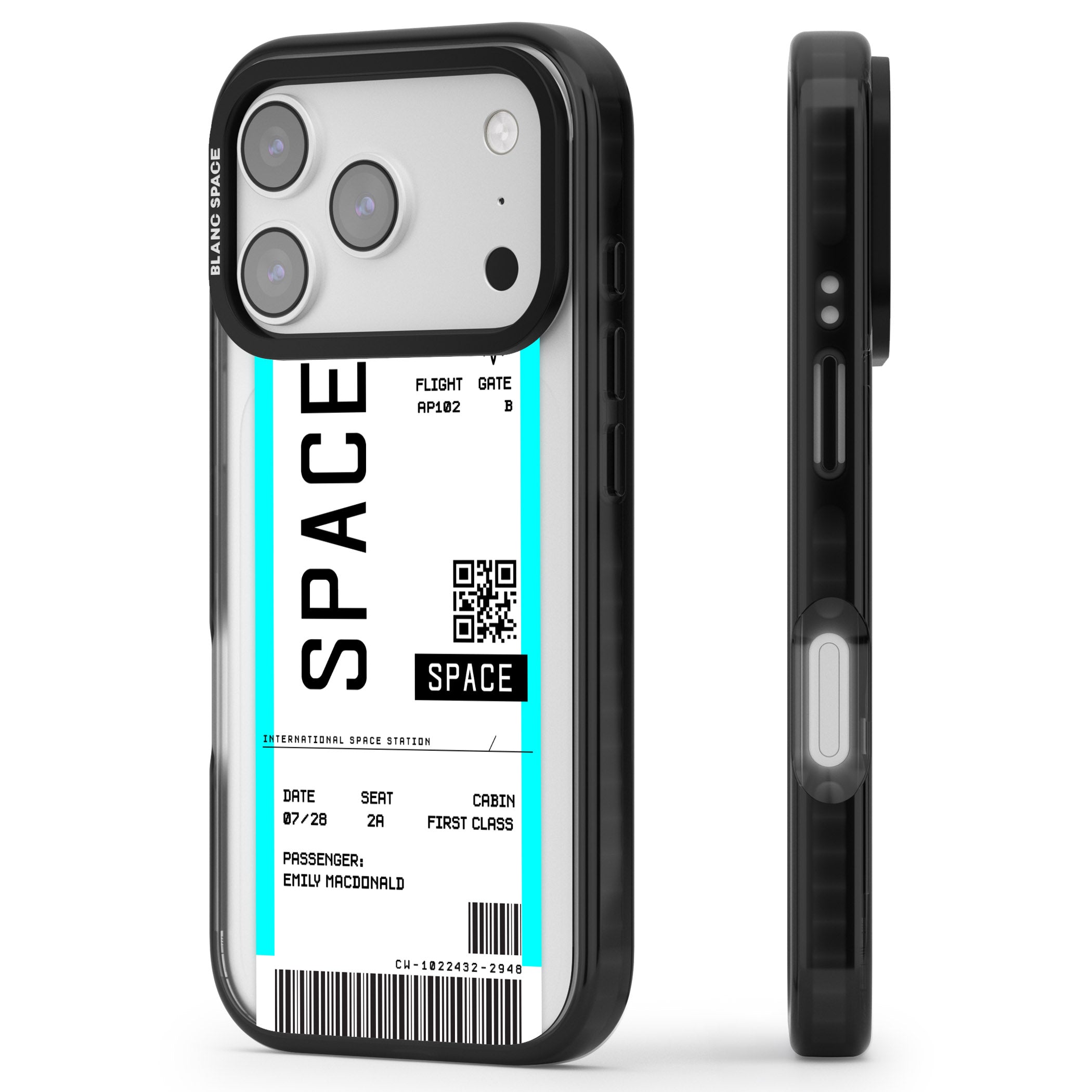 Personalised Space Travel Ticket iPhone 17 Pro Max Impact Black Phone Case Side Profile