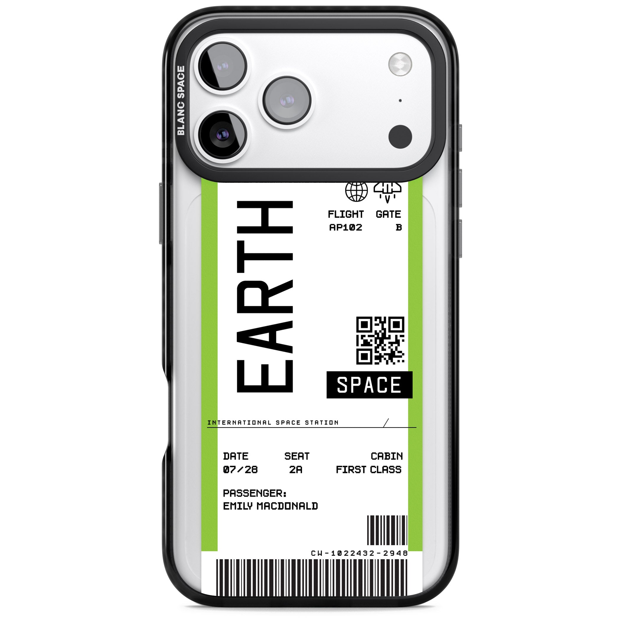 Personalised Earth Travel Ticket iPhone 17 Pro Max Impact Black Phone Case