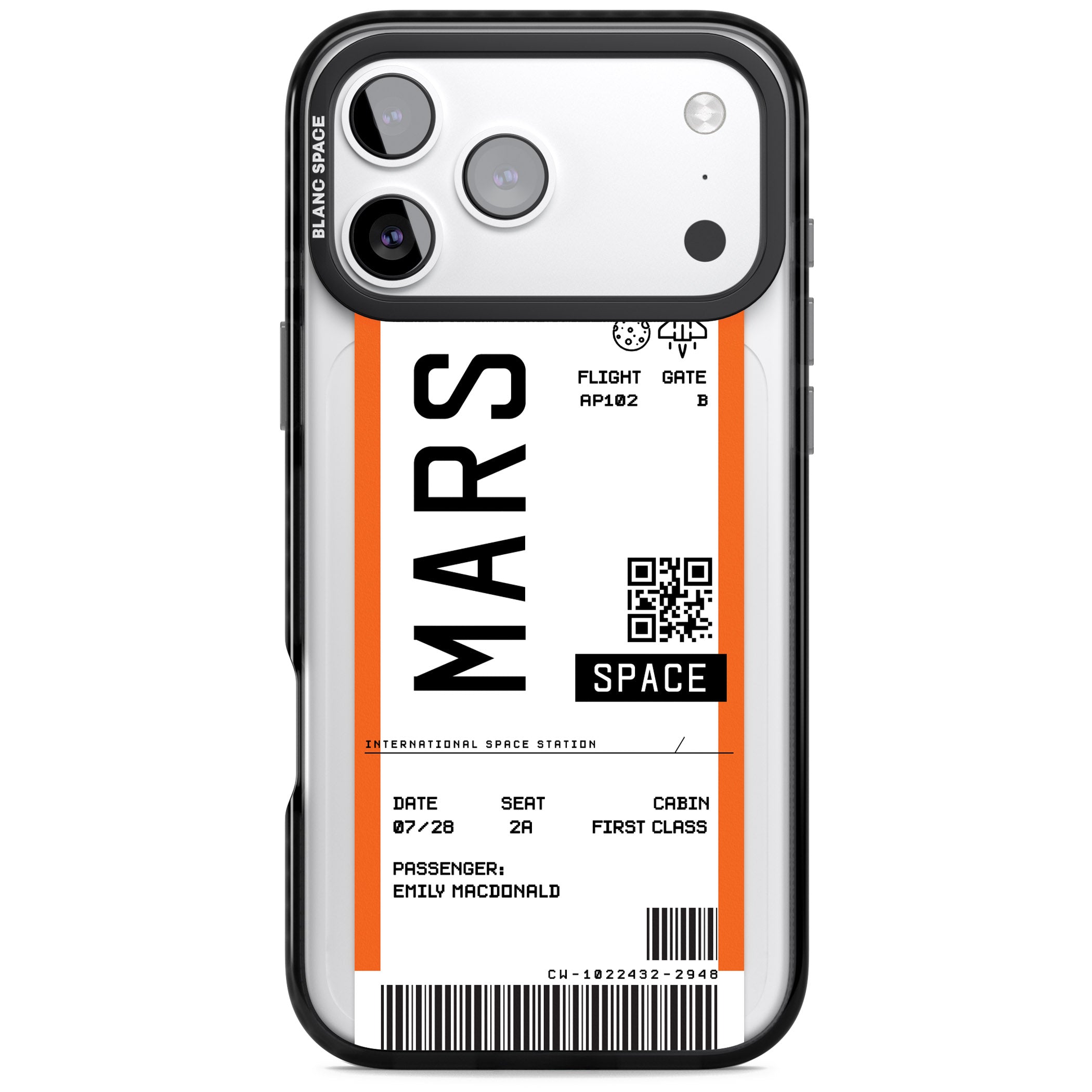 Personalised Mars Travel Ticket iPhone 17 Pro Max Impact Black Phone Case