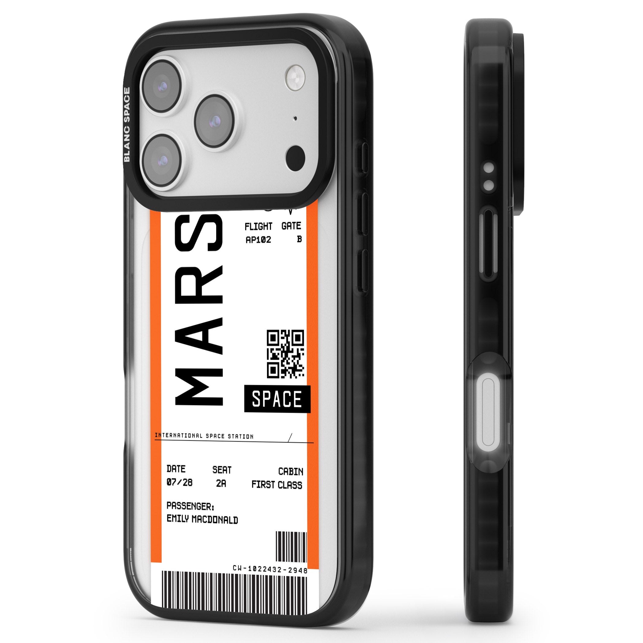 Personalised Mars Travel Ticket iPhone 17 Pro Max Impact Black Phone Case Side Profile