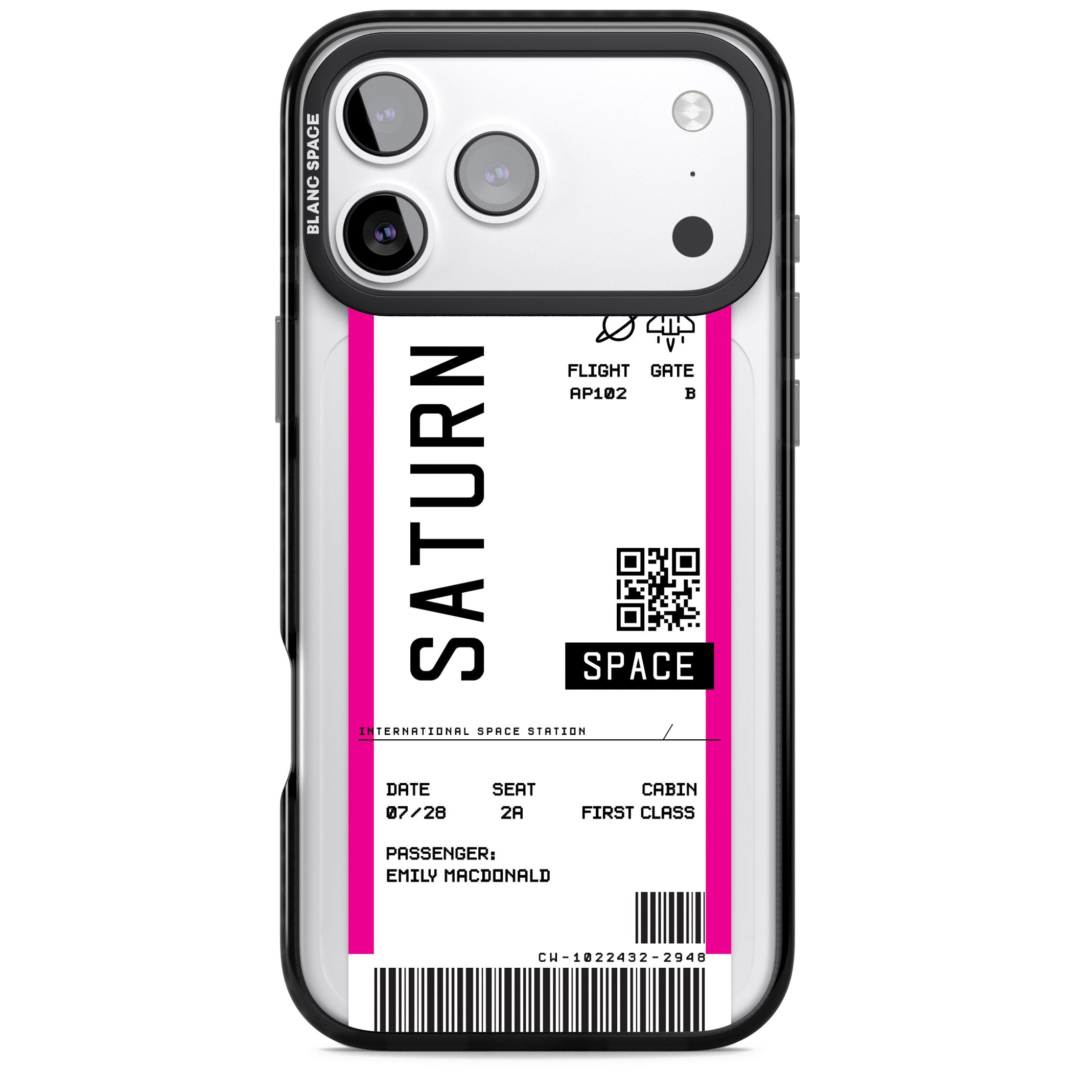 Personalised Saturn Travel Ticket iPhone 17 Pro Max Impact Black Phone Case