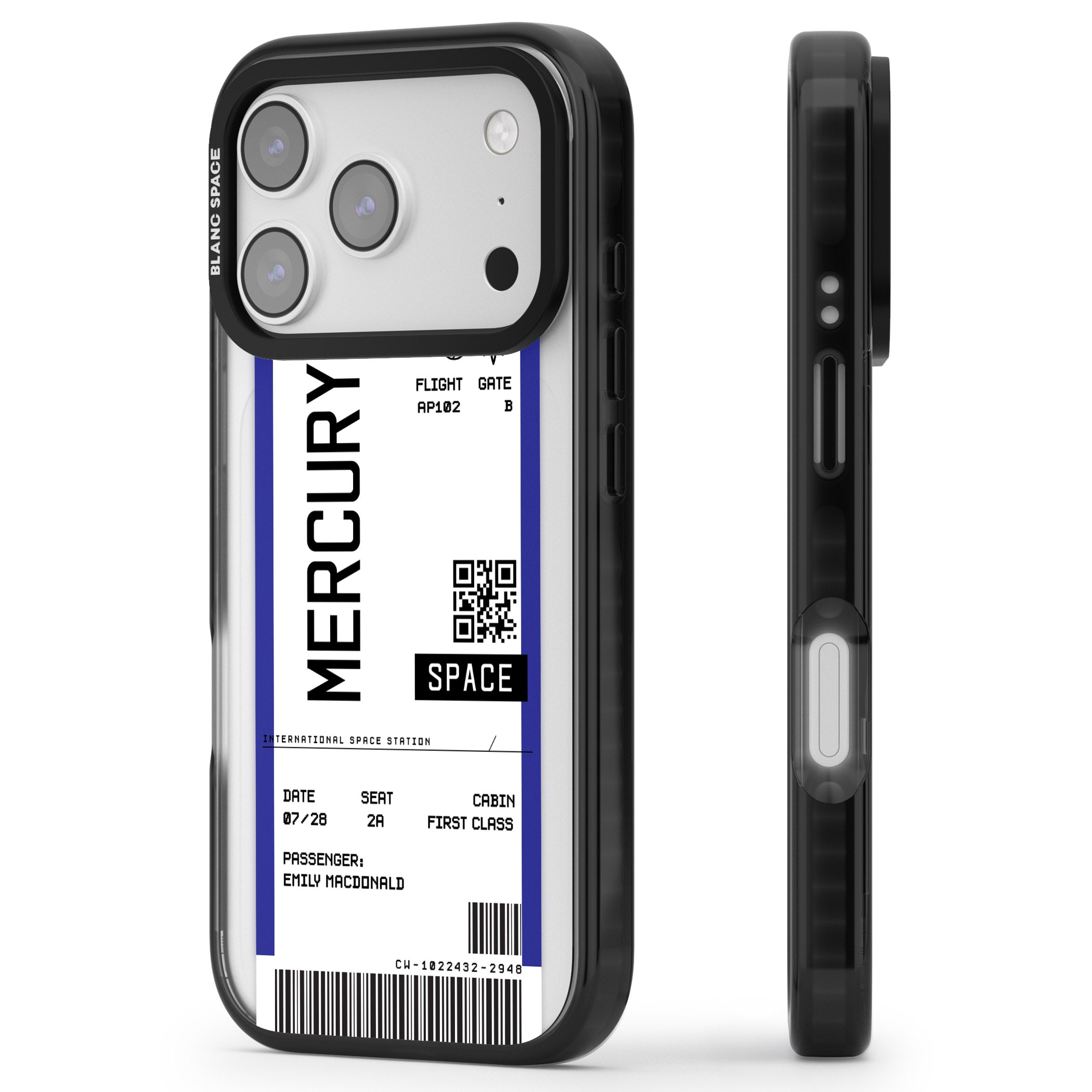 Personalised Mercury Travel Ticket iPhone 17 Pro Max Impact Black Phone Case Side Profile