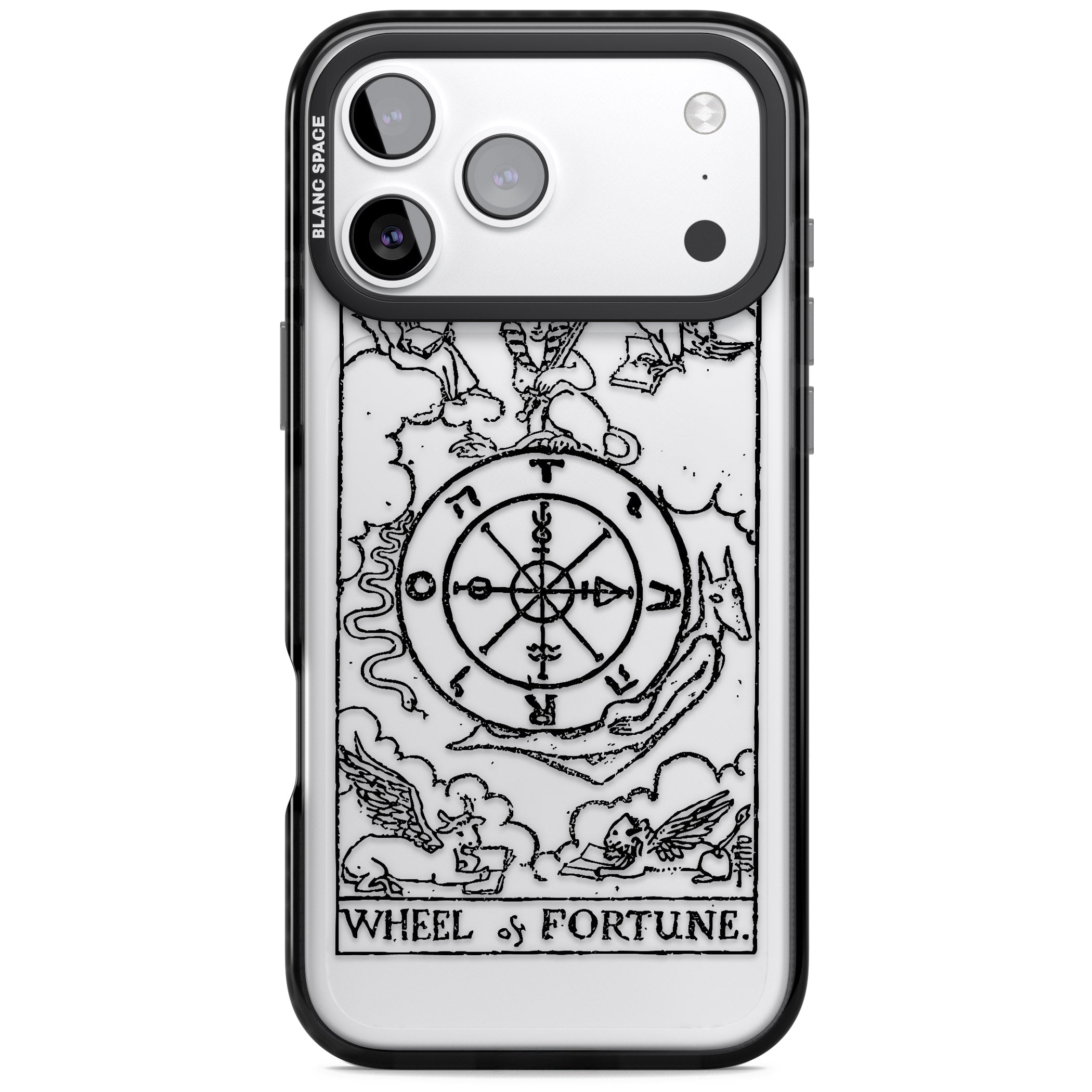 Personalised Wheel Of Fortune Tarot Transparent iPhone 17 Pro Max Impact Black Phone Case