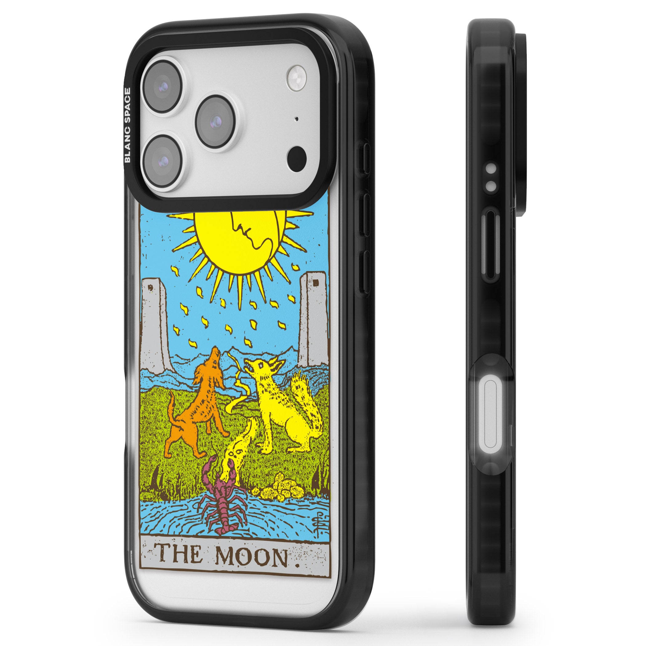 Personalised The Moon Tarot Card (Color) iPhone 17 Pro Max Impact Black Phone Case Side Profile